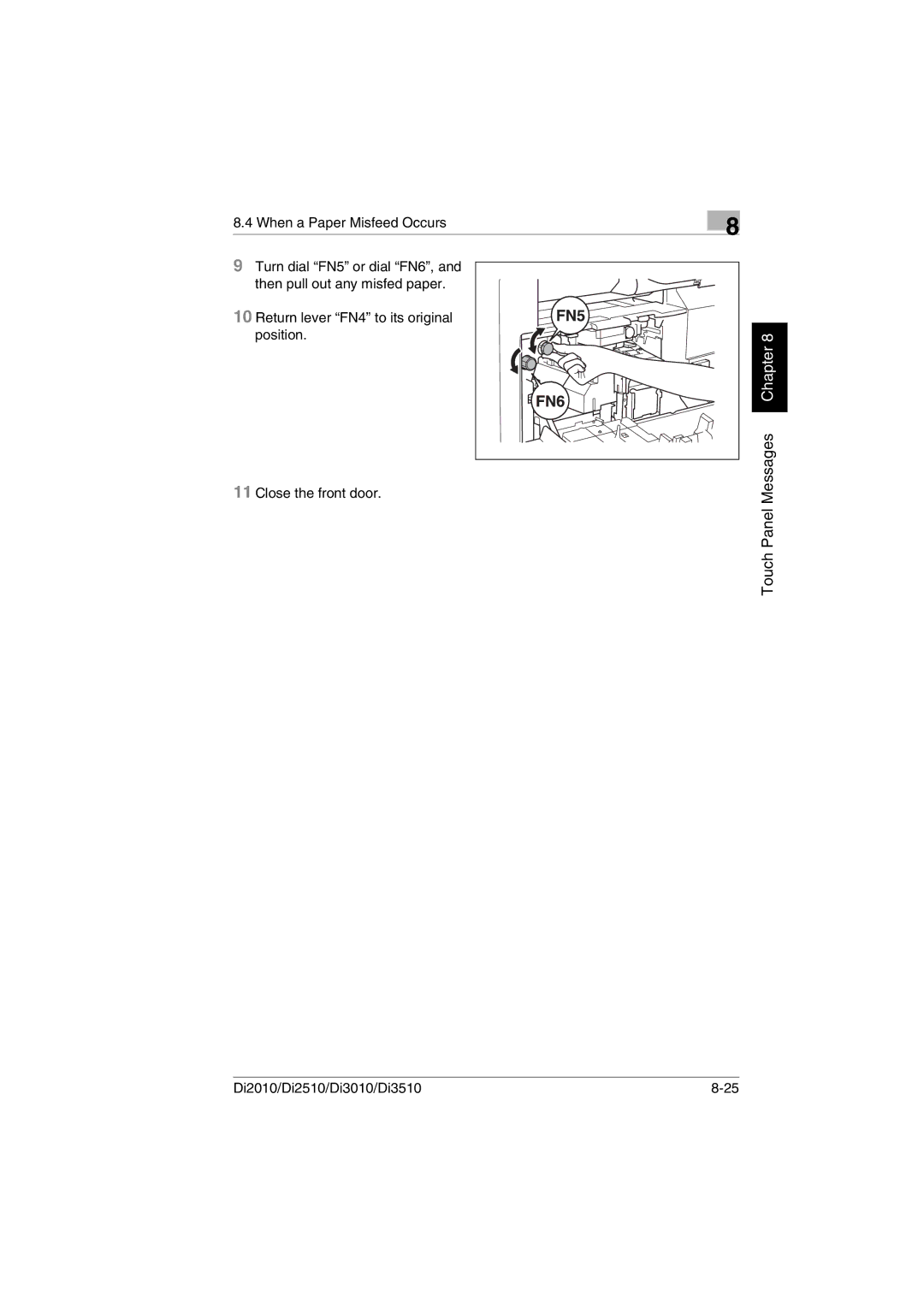 Minolta DI2510, DI2010, DI3010, Di3510 user manual Touch Panel Messages Chapter 