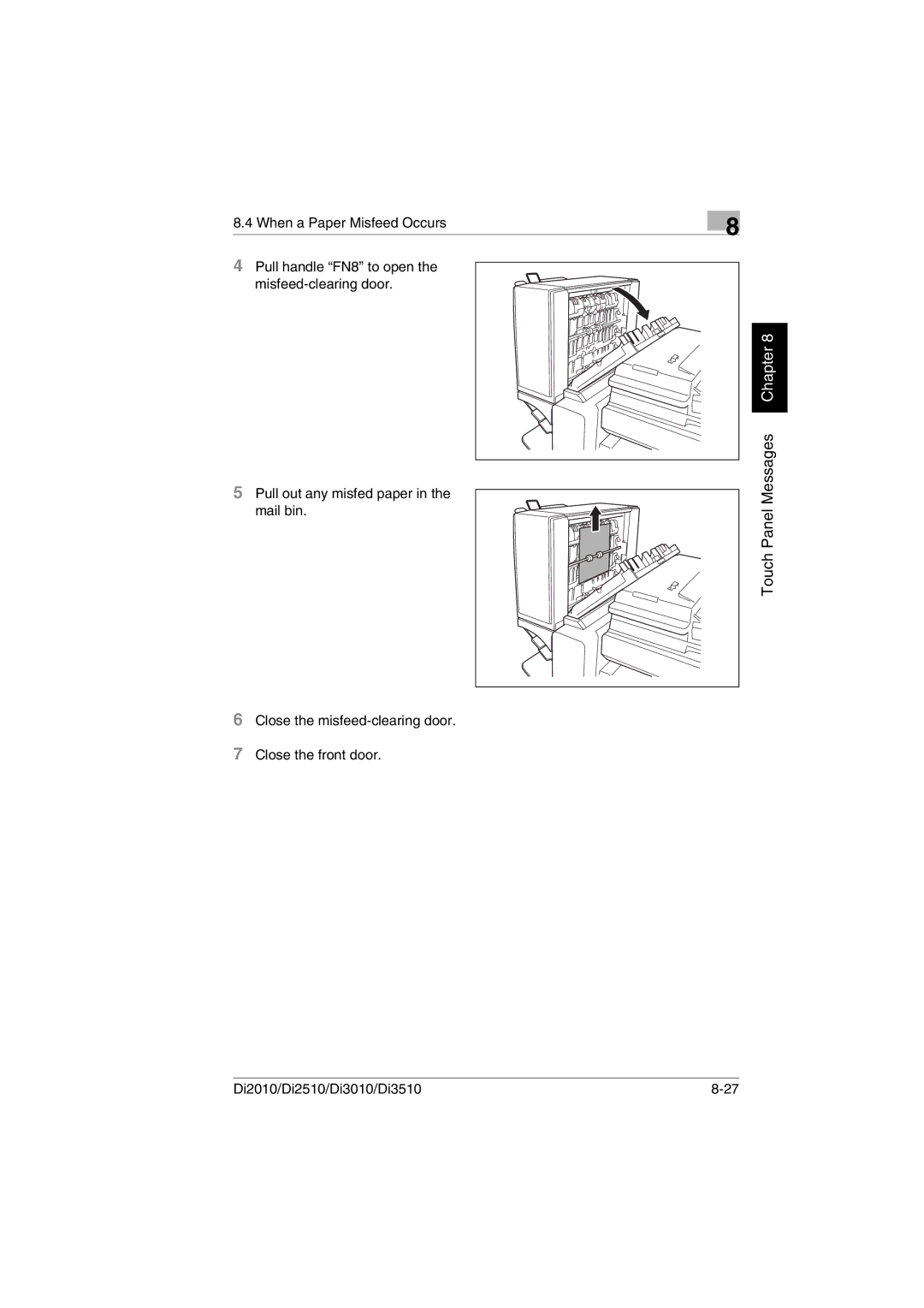 Minolta DI3010, DI2510, DI2010, Di3510 user manual Touch Panel Messages Chapter 