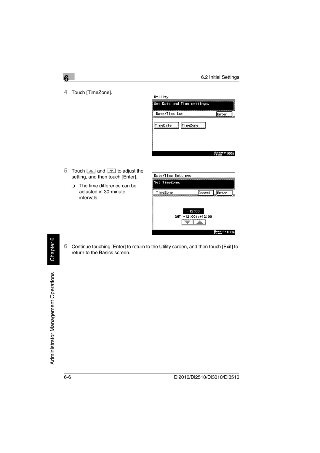 Minolta Di3510, DI2510, DI2010, DI3010 user manual Touch TimeZone 