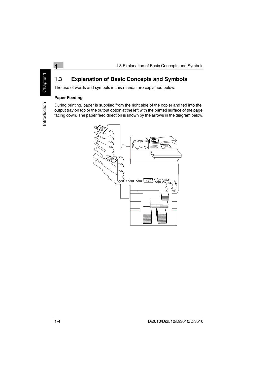 Minolta Di3510, DI2510, DI2010, DI3010 user manual Explanation of Basic Concepts and Symbols, Paper Feeding 