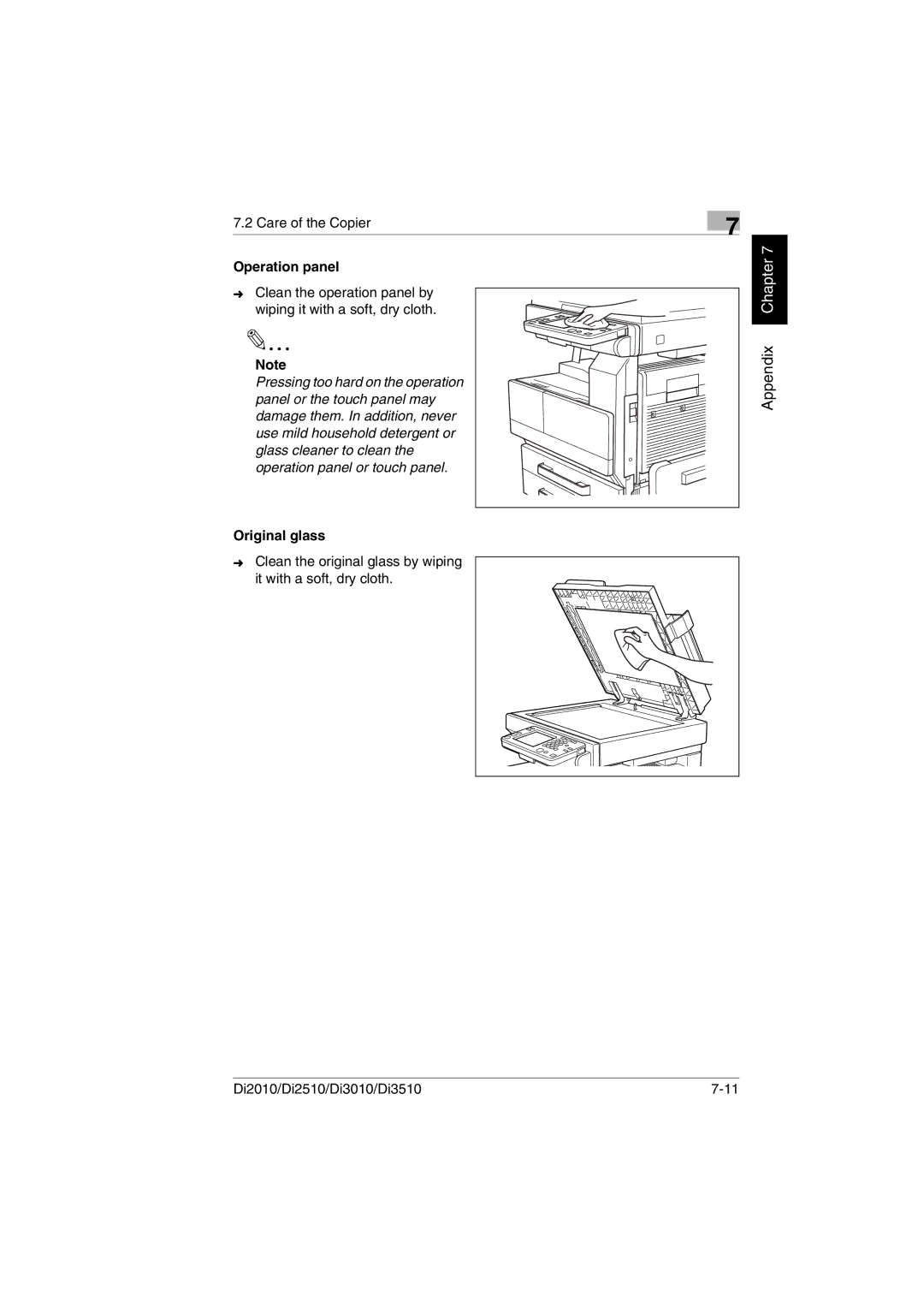 Minolta DI2510, DI2010, DI3010, Di3510 user manual Operation panel 