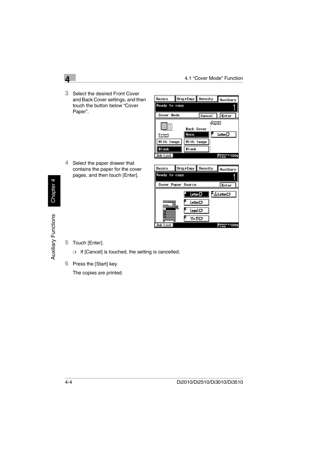 Minolta DI2010, DI2510, DI3010, Di3510 user manual Auxiliary Functions Chapter 