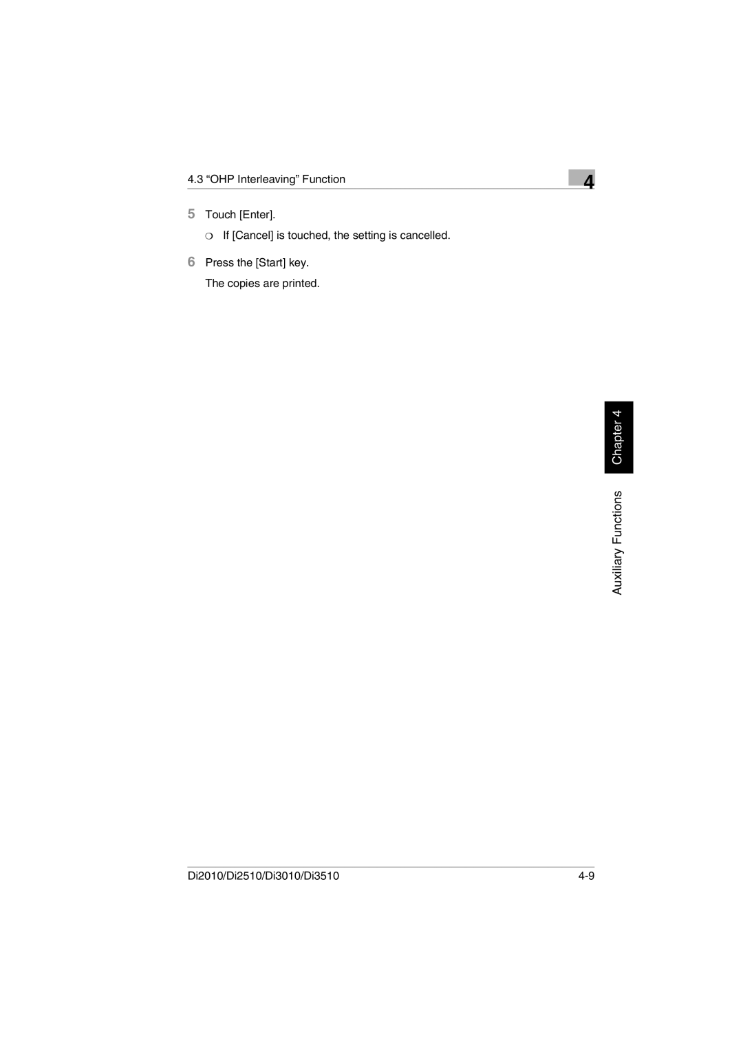 Minolta DI3010, DI2510, DI2010, Di3510 user manual Auxiliary Functions Chapter 