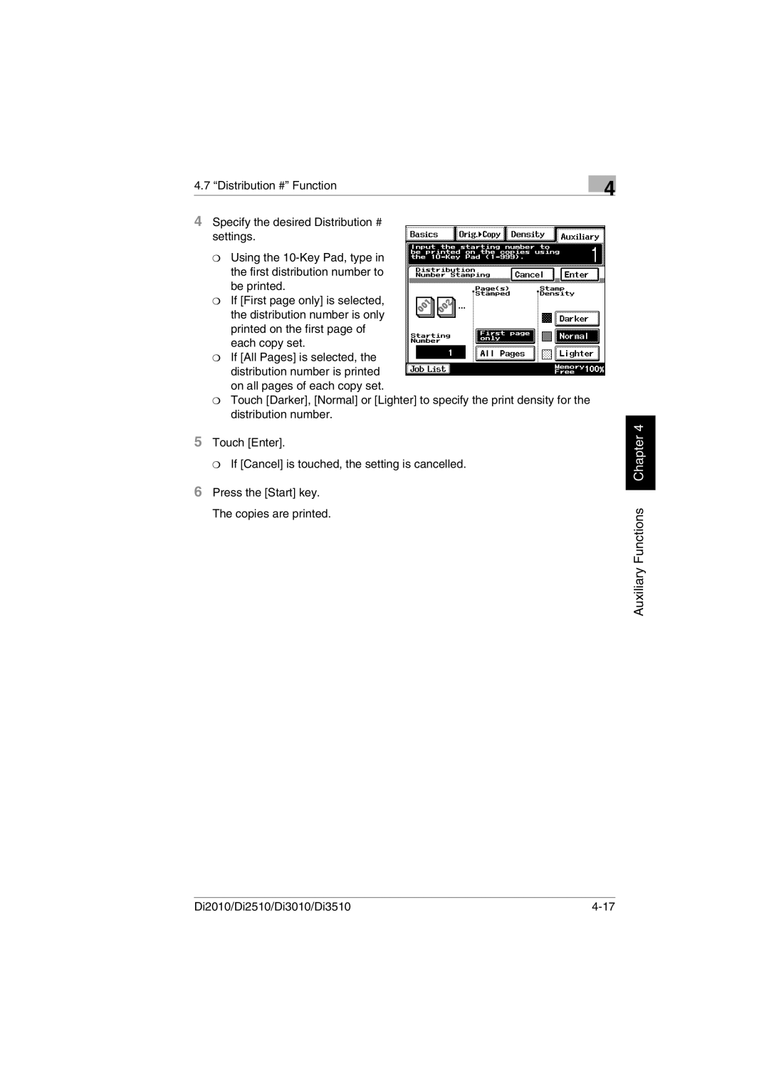 Minolta DI3010, DI2510, DI2010, Di3510 user manual Auxiliary Functions Chapter 