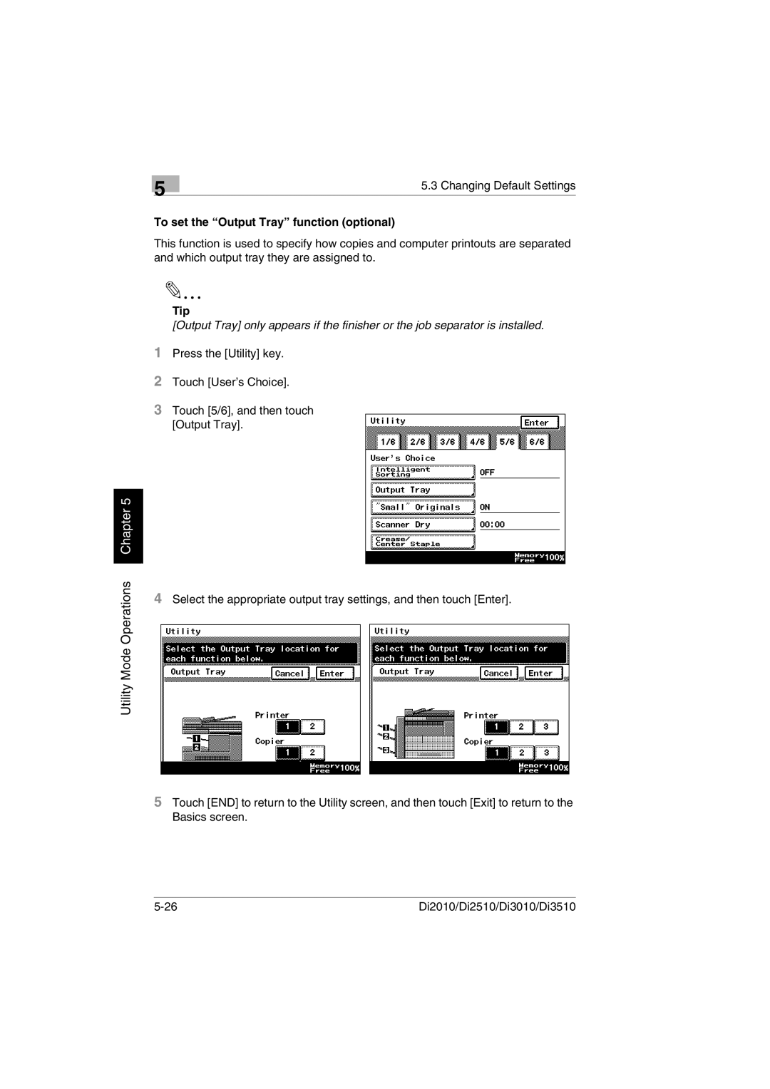 Minolta Di3510, DI2510, DI2010, DI3010 user manual Utility Mode Operations Chapter 