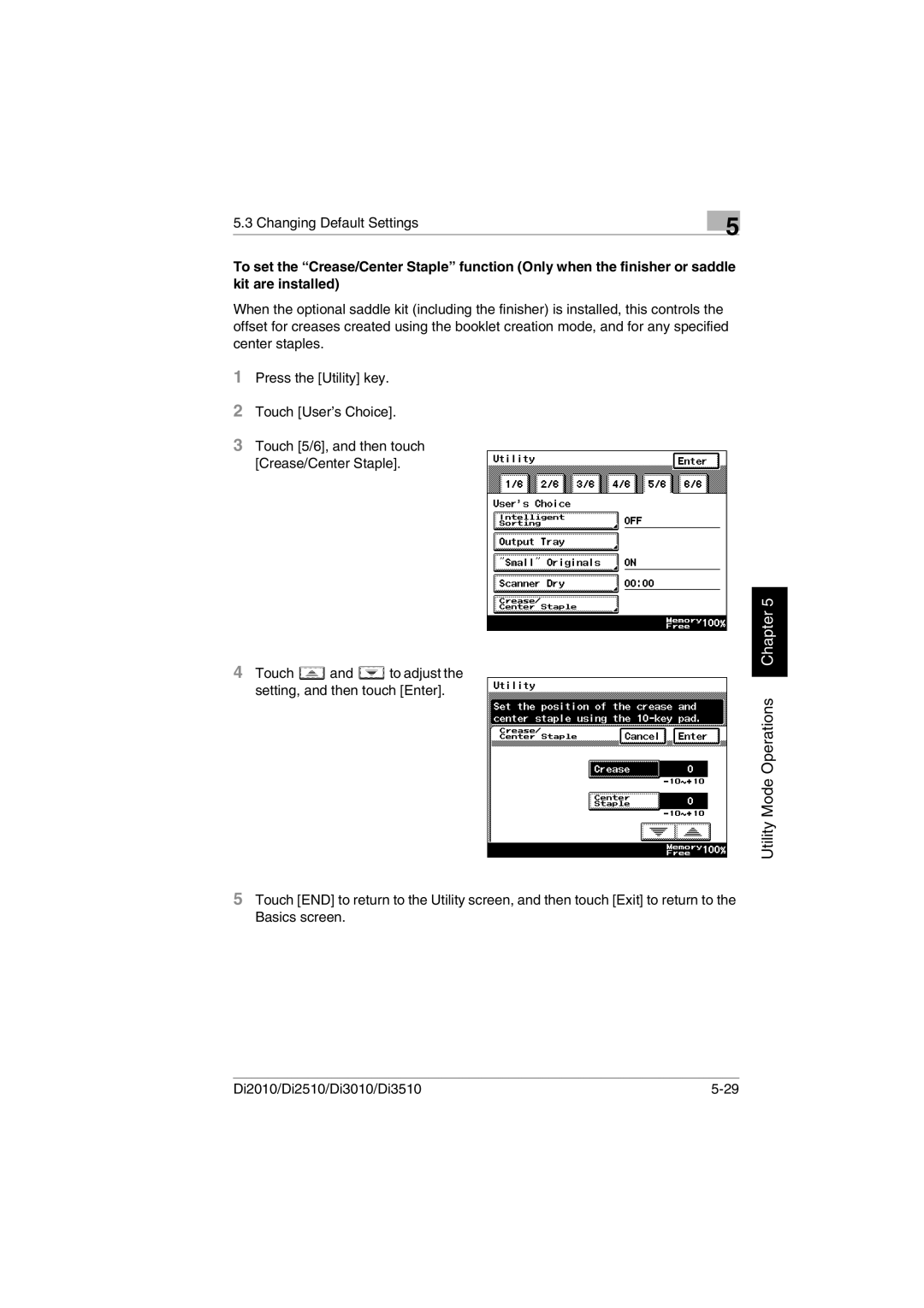 Minolta DI3010, DI2510, DI2010, Di3510 user manual Utility Mode Operations Chapter 