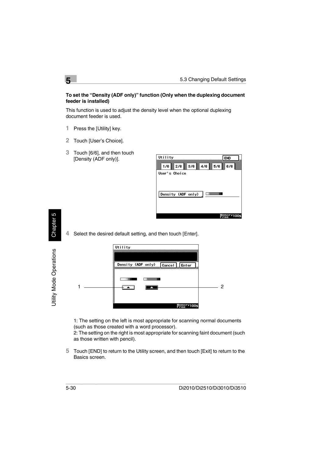 Minolta Di3510, DI2510, DI2010, DI3010 user manual Utility Mode Operations Chapter 