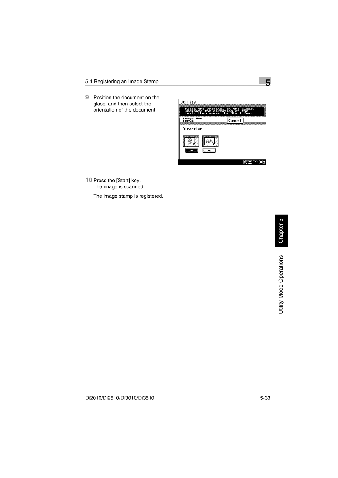 Minolta DI3010, DI2510, DI2010, Di3510 user manual Image stamp is registered 