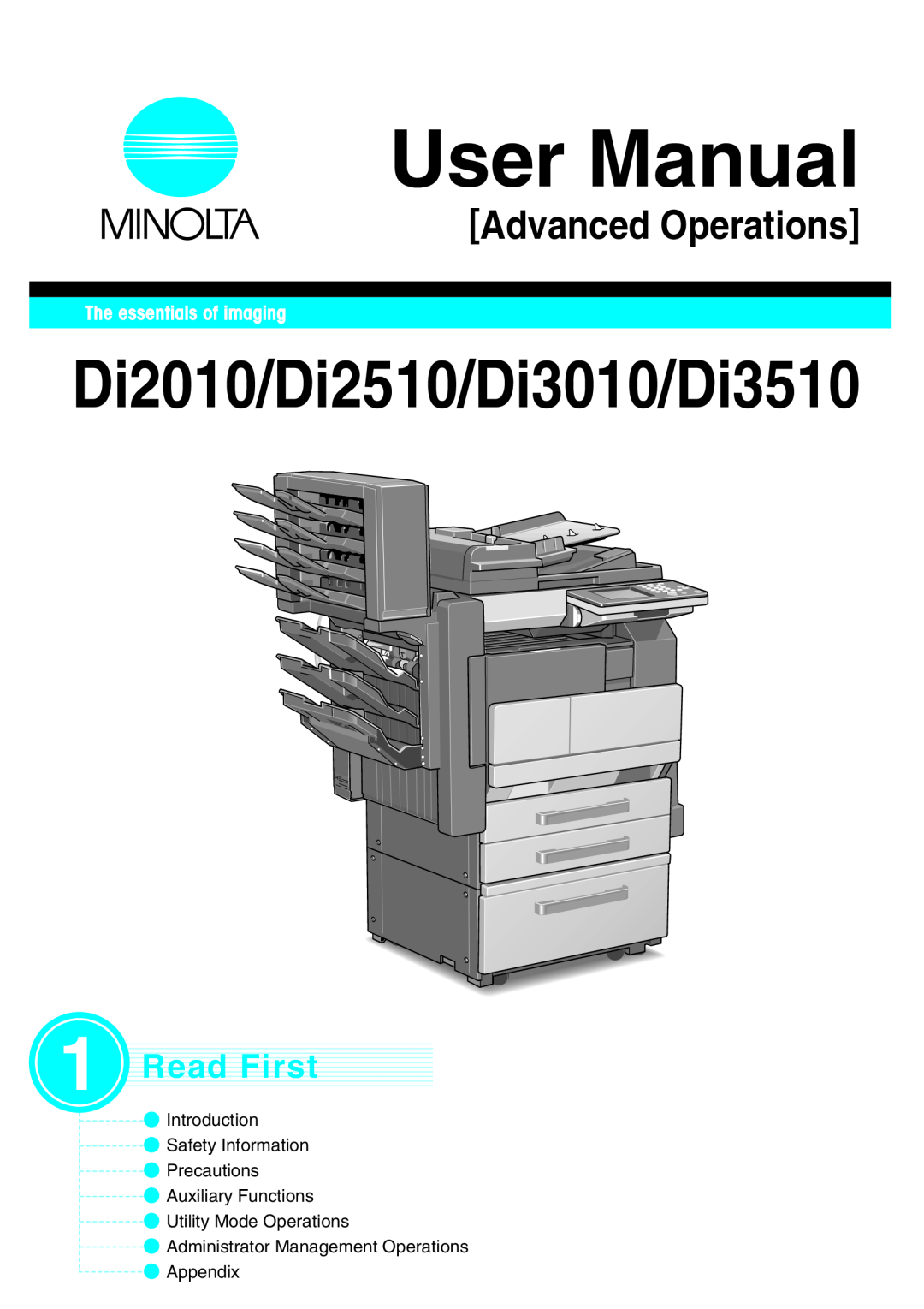 Minolta DI2010, DI2510, DI3010 user manual User Manual, Di2010/Di2510/Di3010/Di3510, Advanced Operations, Read First 