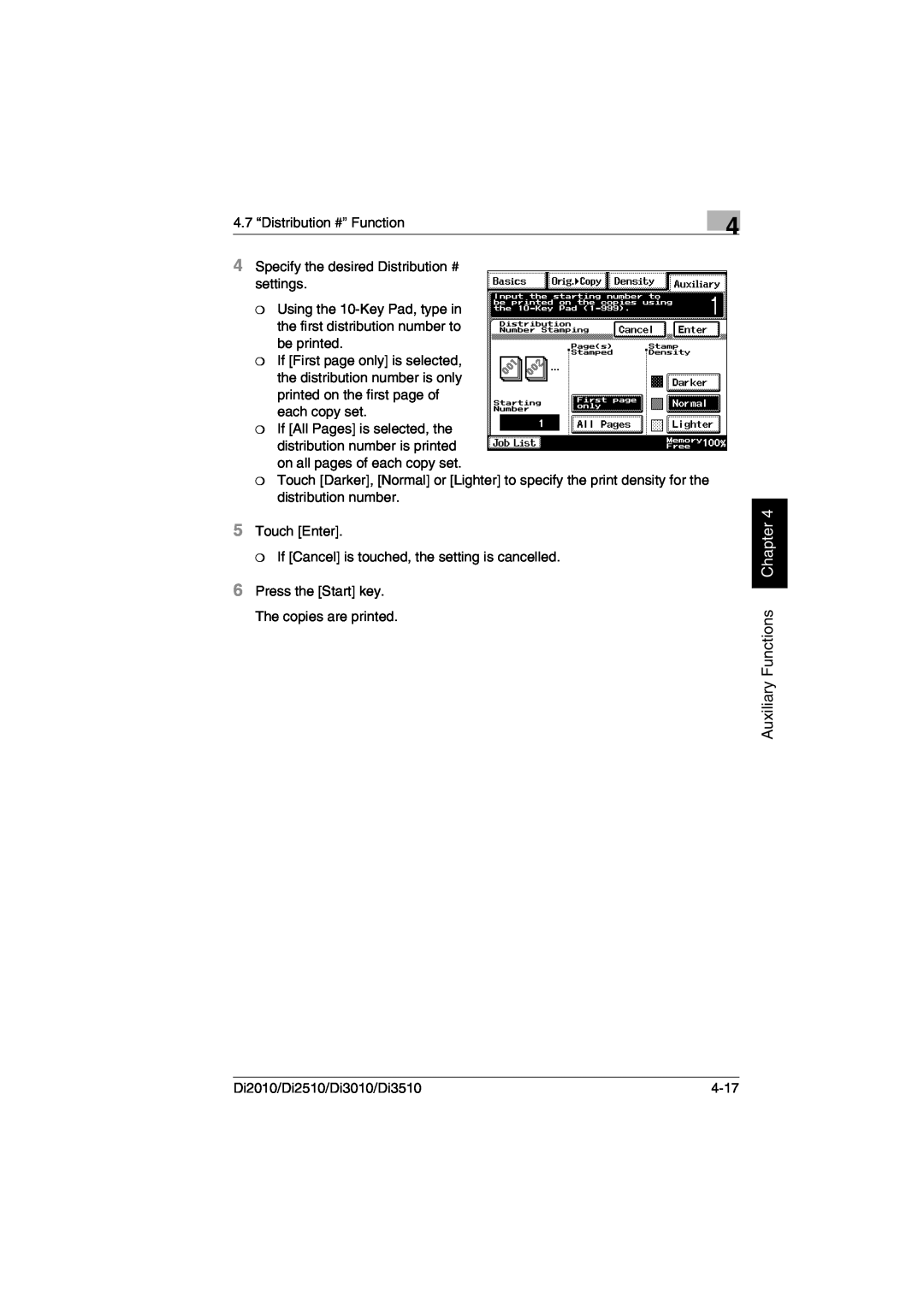 Minolta DI3010, DI2510, DI2010, Di3510 user manual Auxiliary Functions Chapter 