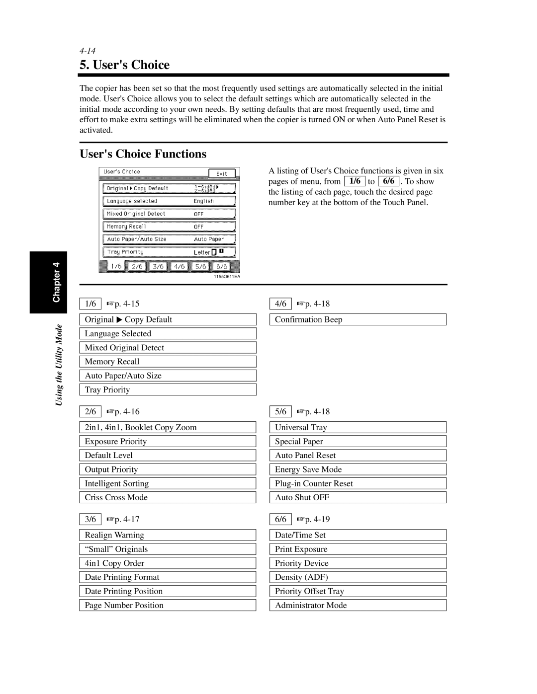 Minolta Di620 manual Users Choice Functions 