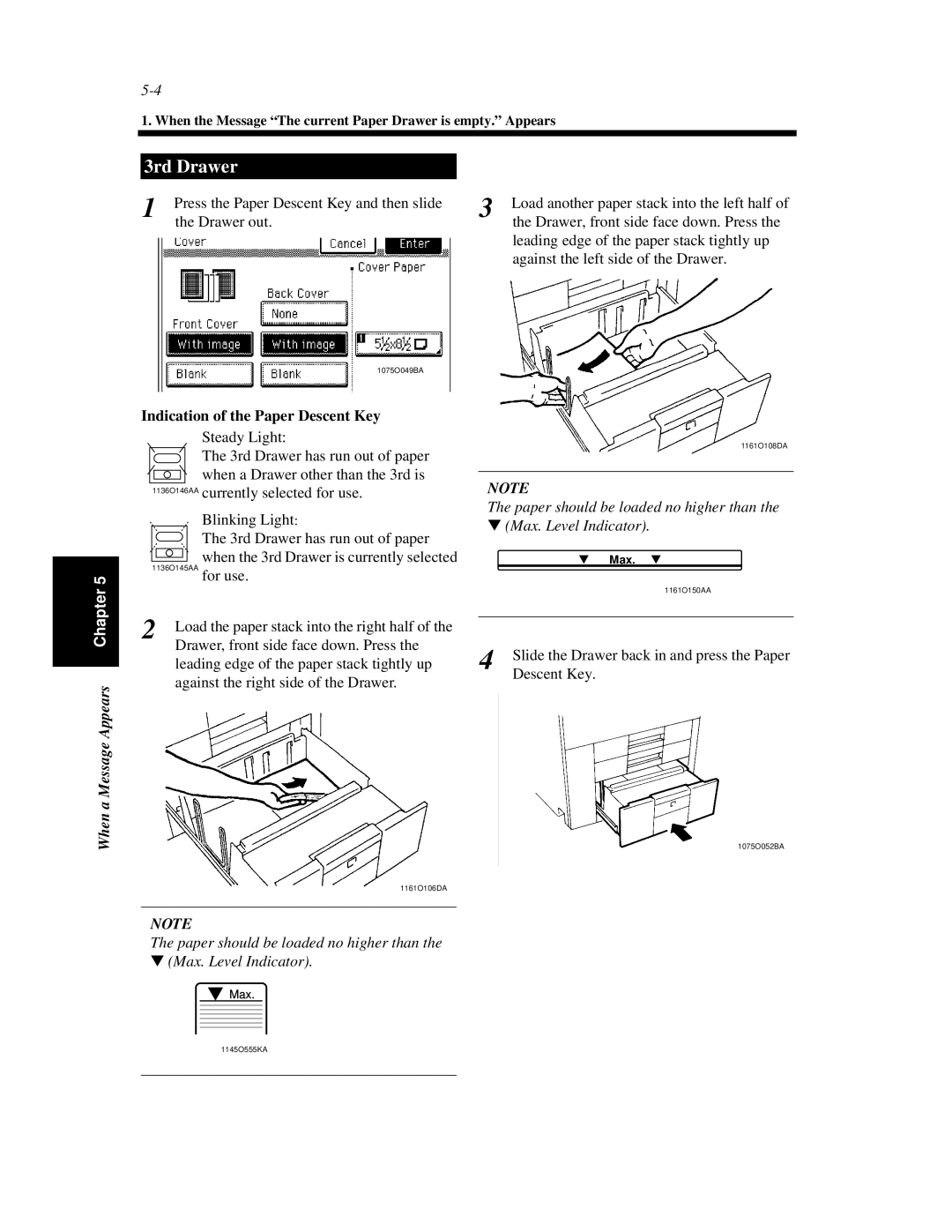 Minolta Di620 manual 3rd Drawer, Indication of the Paper Descent Key 