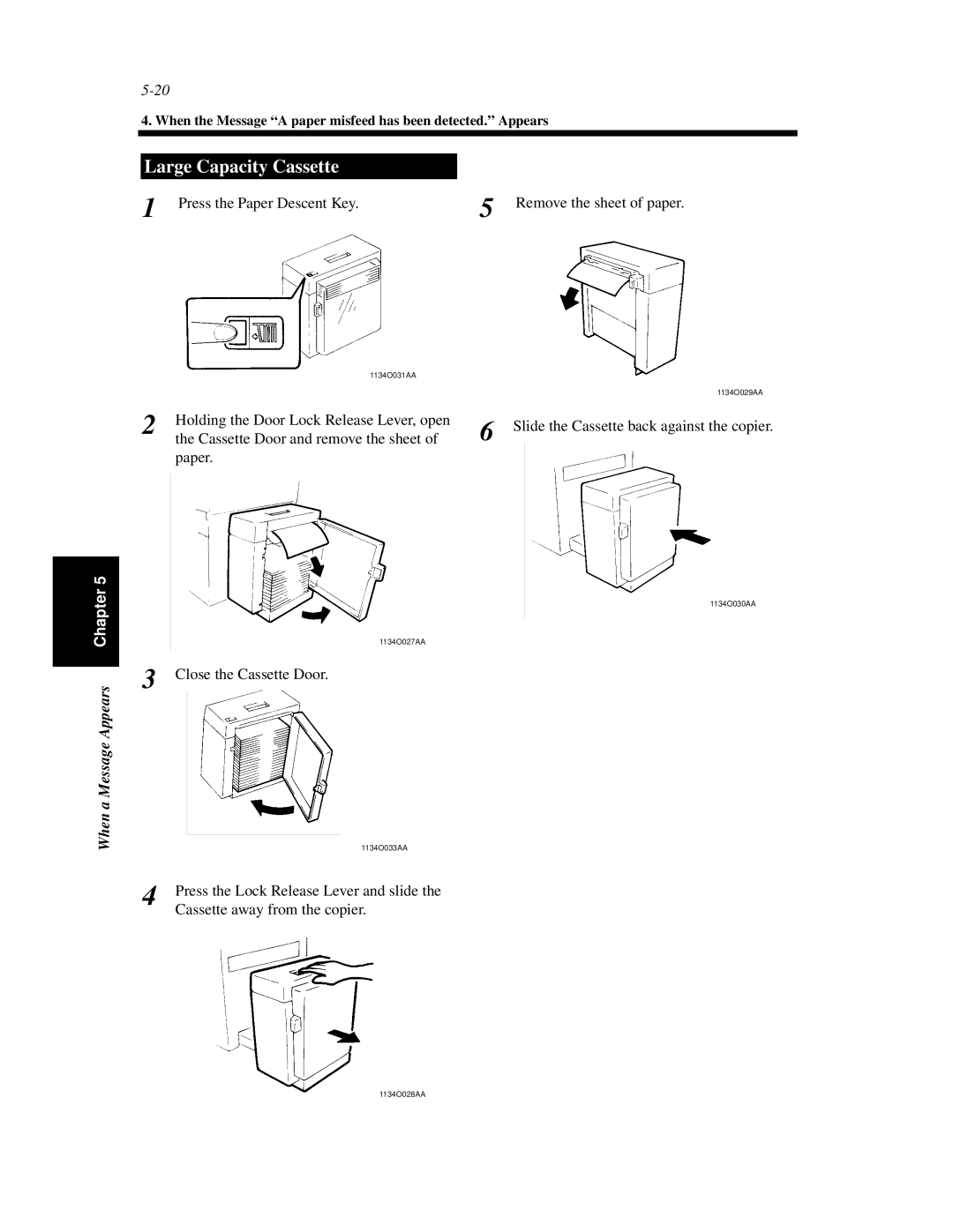 Minolta Di620 manual Press the Paper Descent Key Remove the sheet of paper 