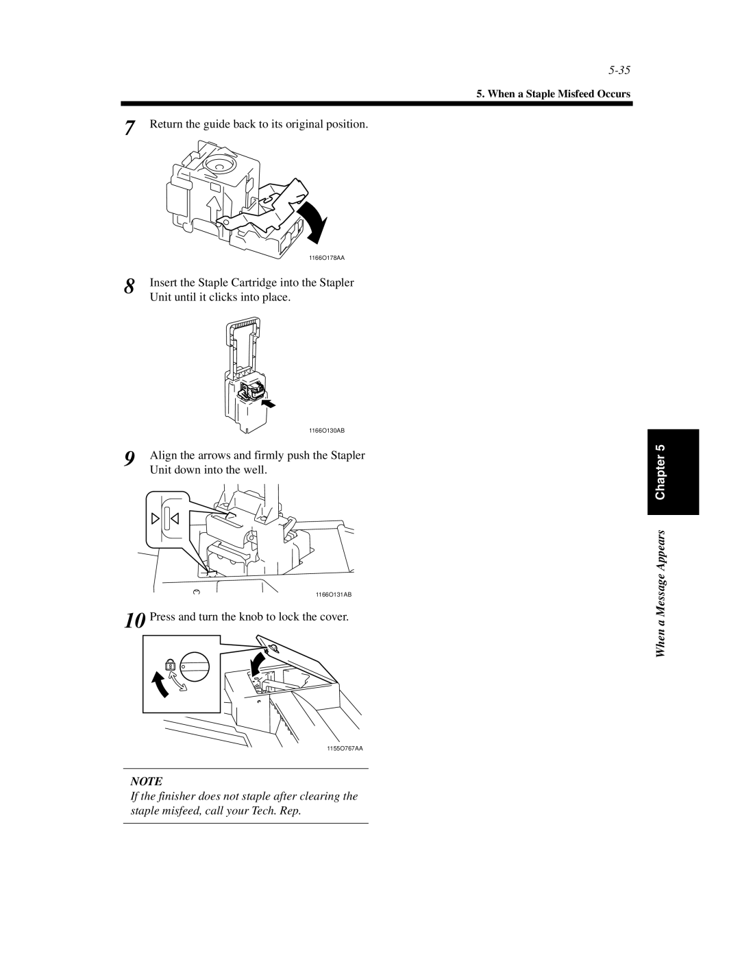 Minolta Di620 manual Return the guide back to its original position 