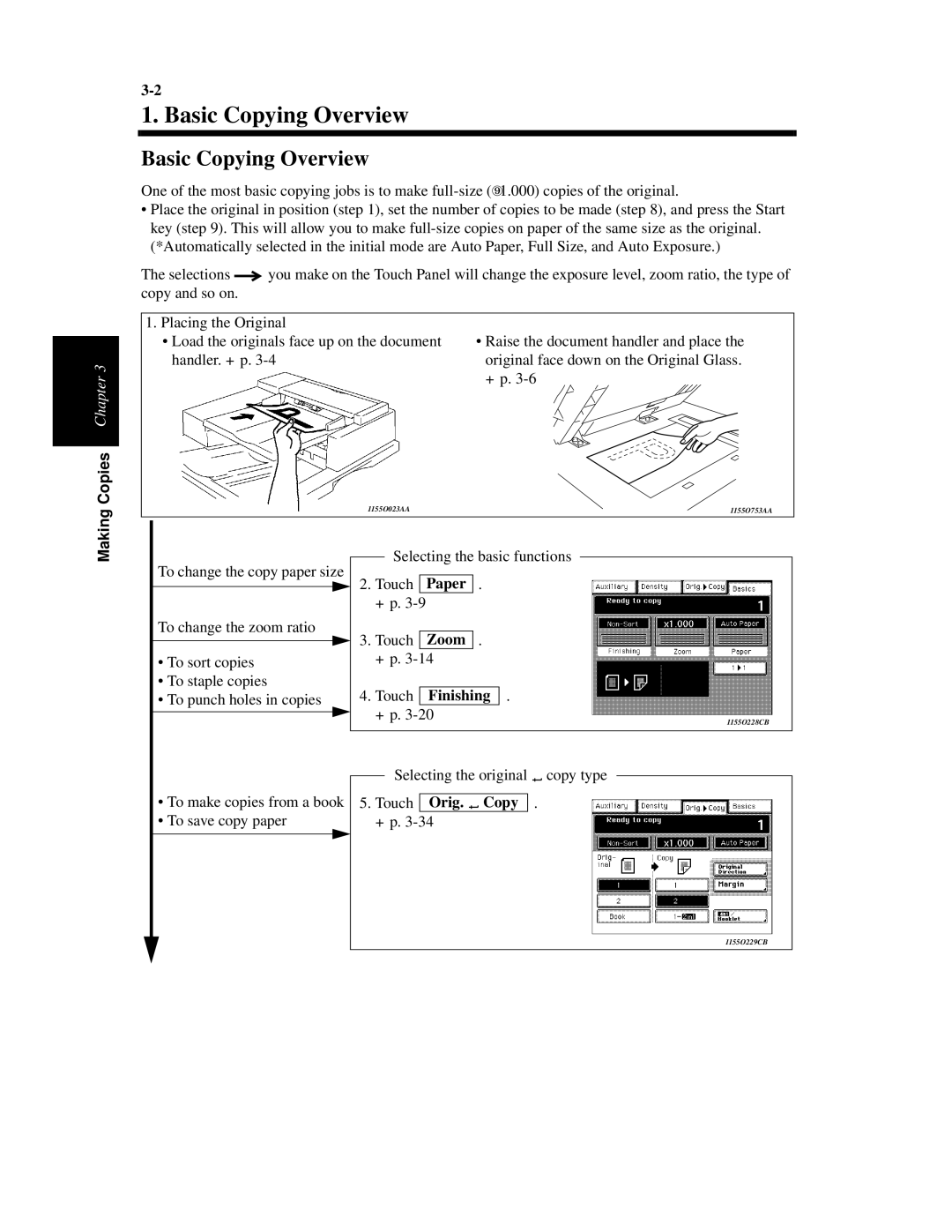 Minolta Di620 manual Basic Copying Overview, Touch Finishing, Touch Orig. Copy 