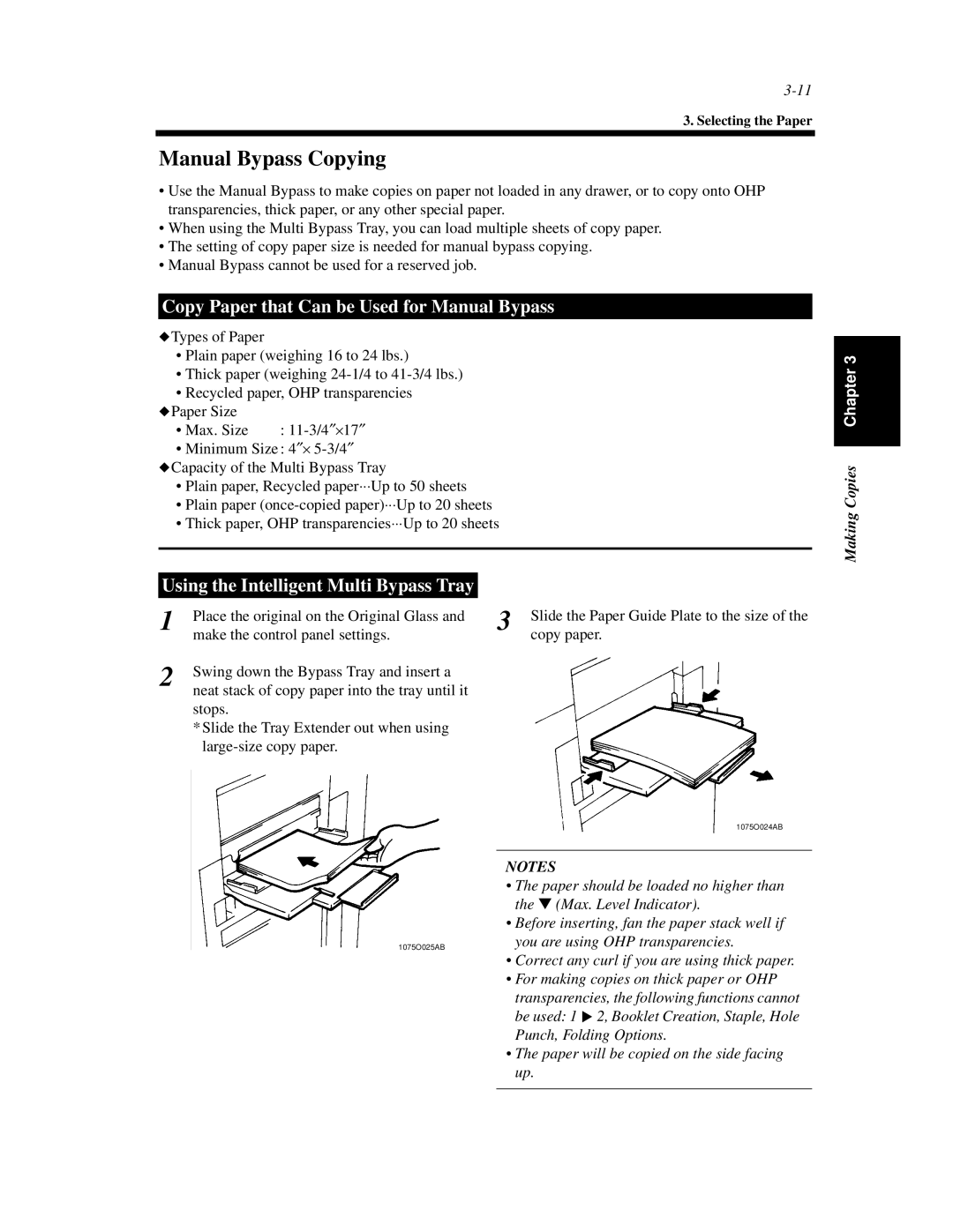 Minolta Di620 manual Manual Bypass Copying, Copy Paper that Can be Used for Manual Bypass 