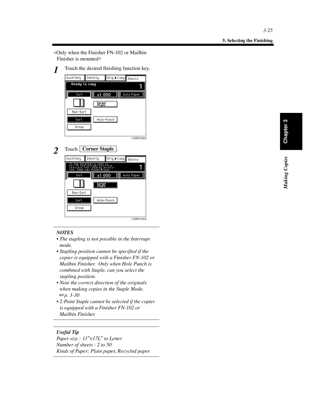 Minolta Di620 manual Touch Corner Staple, Useful Tip 