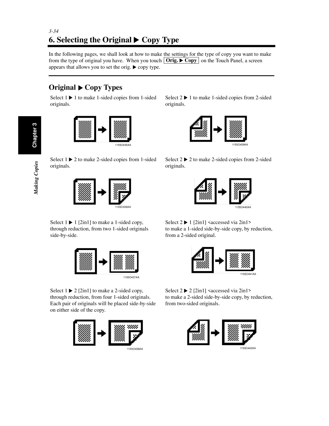 Minolta Di620 manual Selecting the Original Copy Type, Original Copy Types 