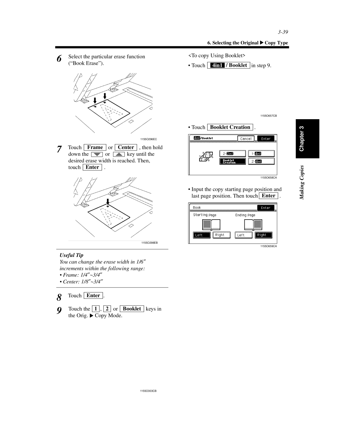 Minolta Di620 manual Touch Booklet Creation, Frame Center 