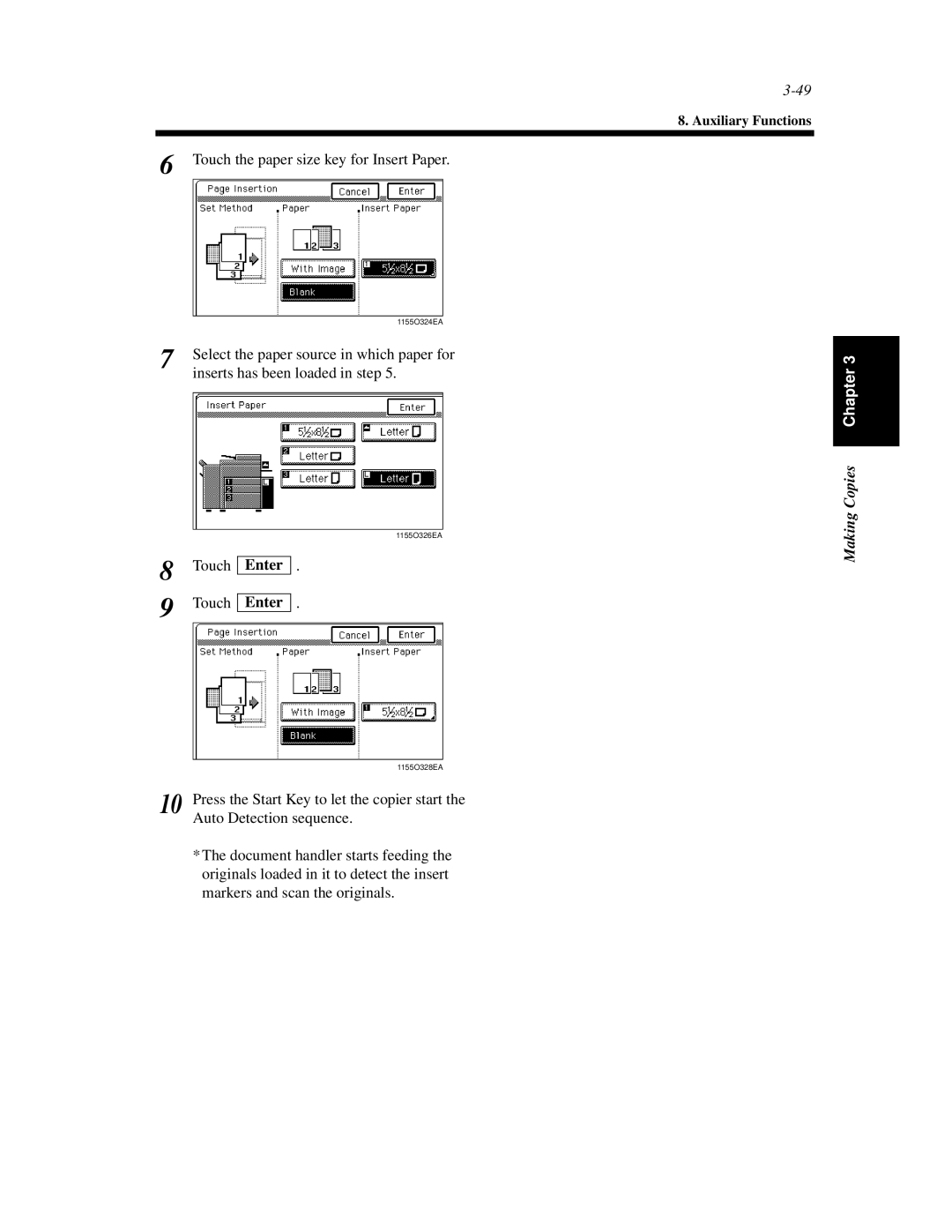 Minolta Di620 manual Touch the paper size key for Insert Paper 