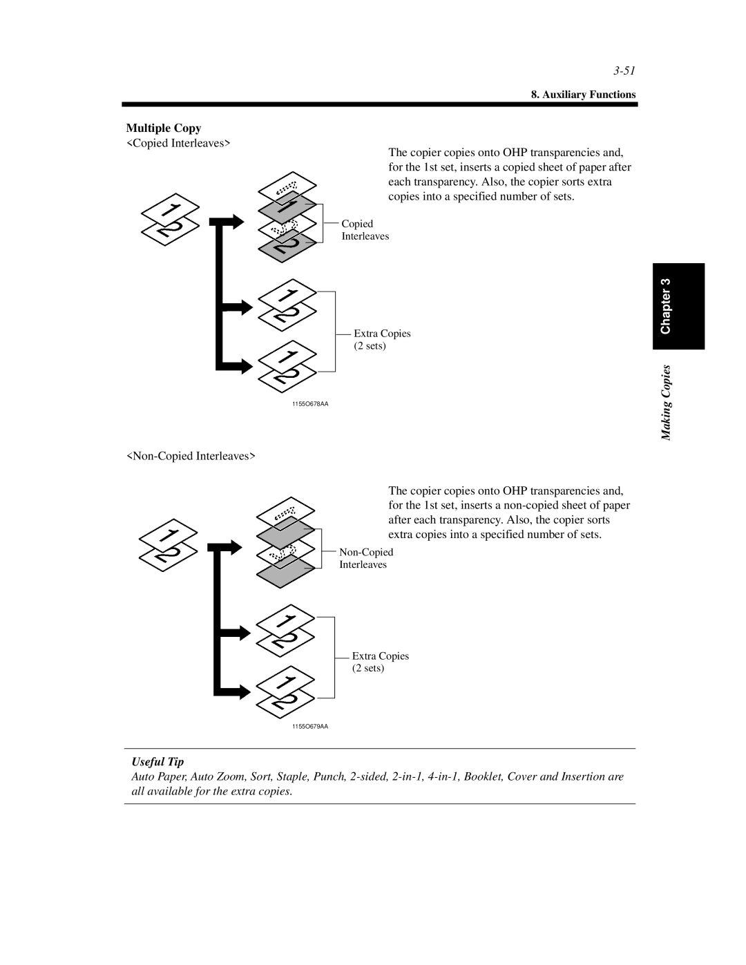 Minolta Di620 manual Multiple Copy, Useful Tip Making Copies Chapter 