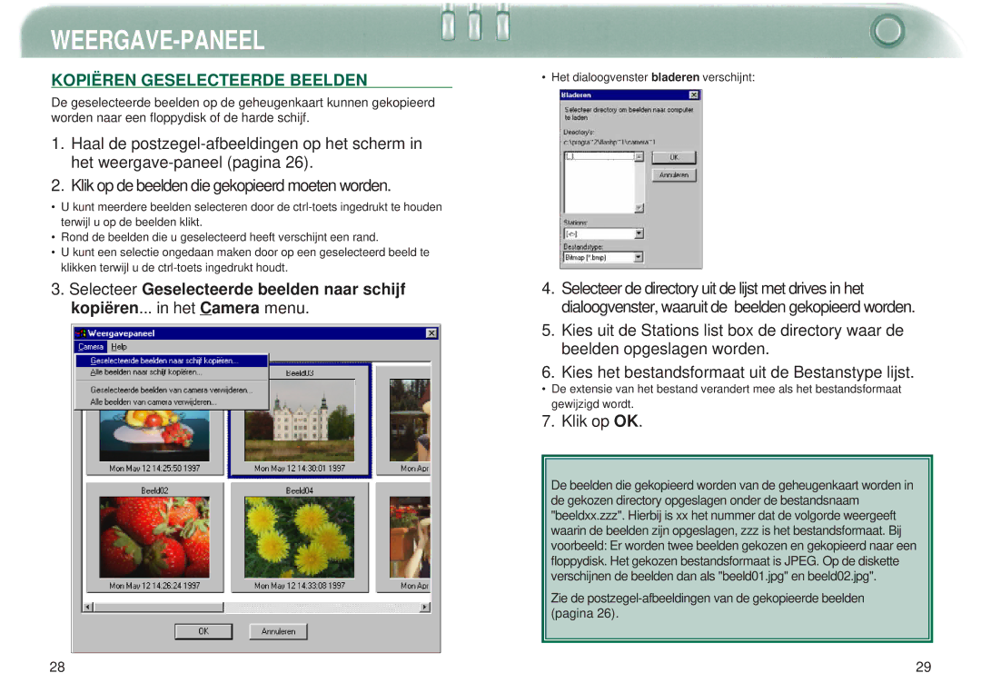 Minolta Dimage V manual Kopiëren Geselecteerde Beelden, Klik op OK 