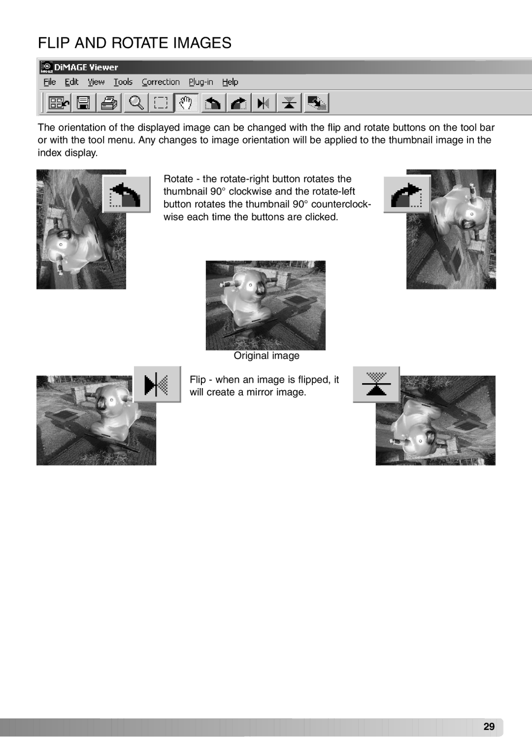 Minolta DiMAGE Viewer instruction manual Flip and Rotate Images 