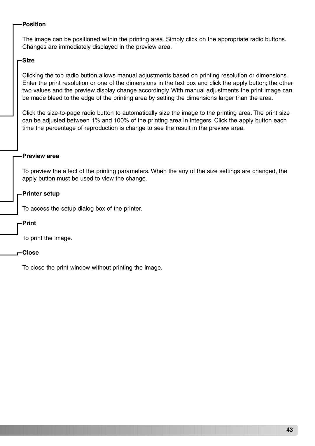 Minolta DiMAGE Viewer instruction manual Printer setup 