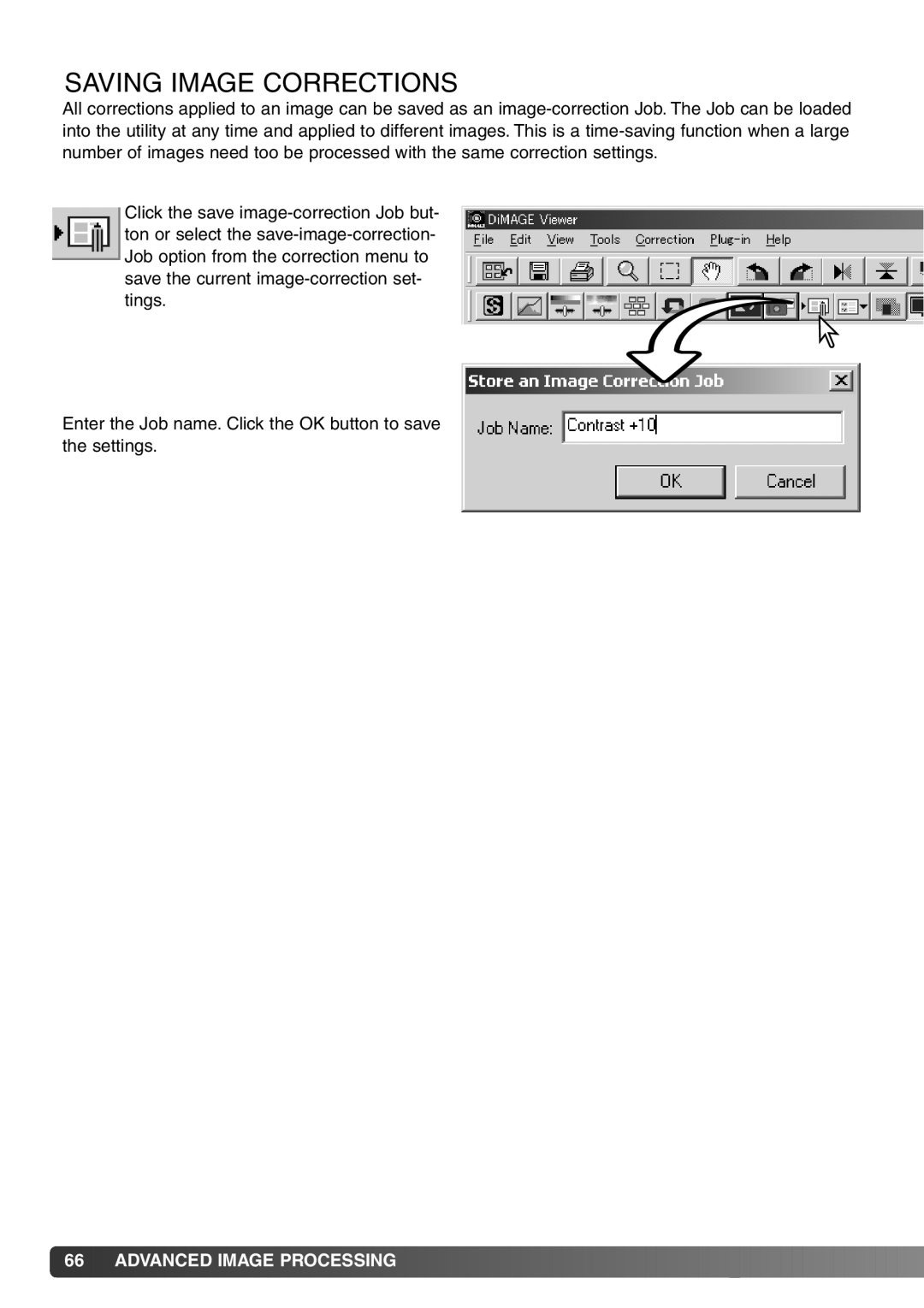 Minolta DiMAGE Viewer instruction manual Saving Image Corrections 