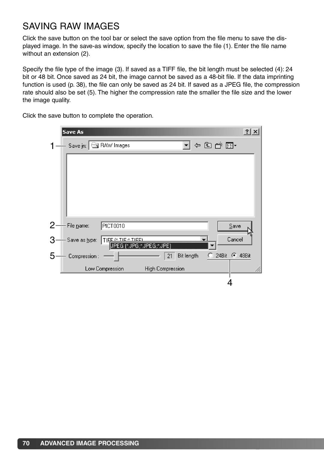 Minolta DiMAGE Viewer instruction manual Saving RAW Images 