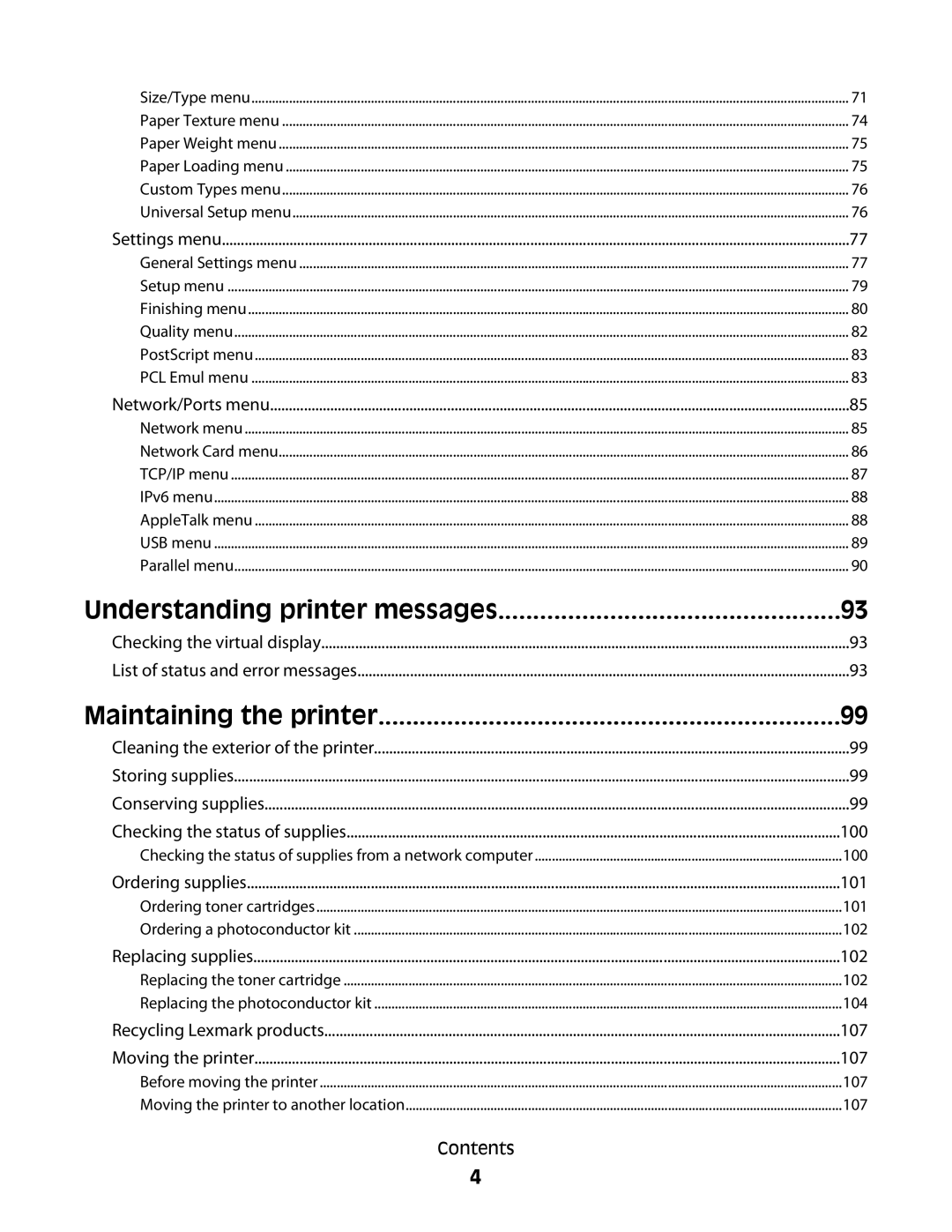 Minolta E260 manual Understanding printer messages 