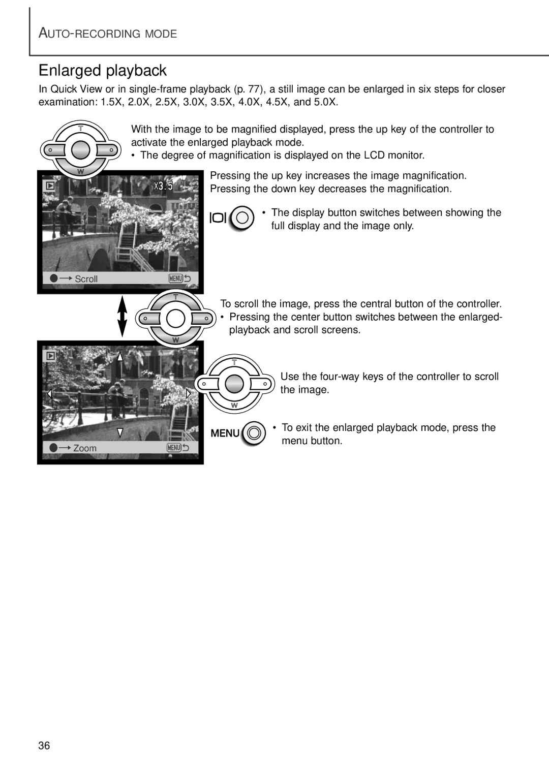 Minolta F100 instruction manual Enlarged playback 