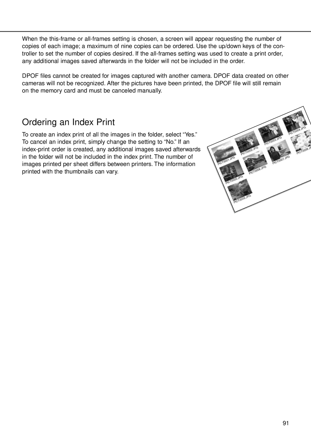 Minolta F100 instruction manual Ordering an Index Print 