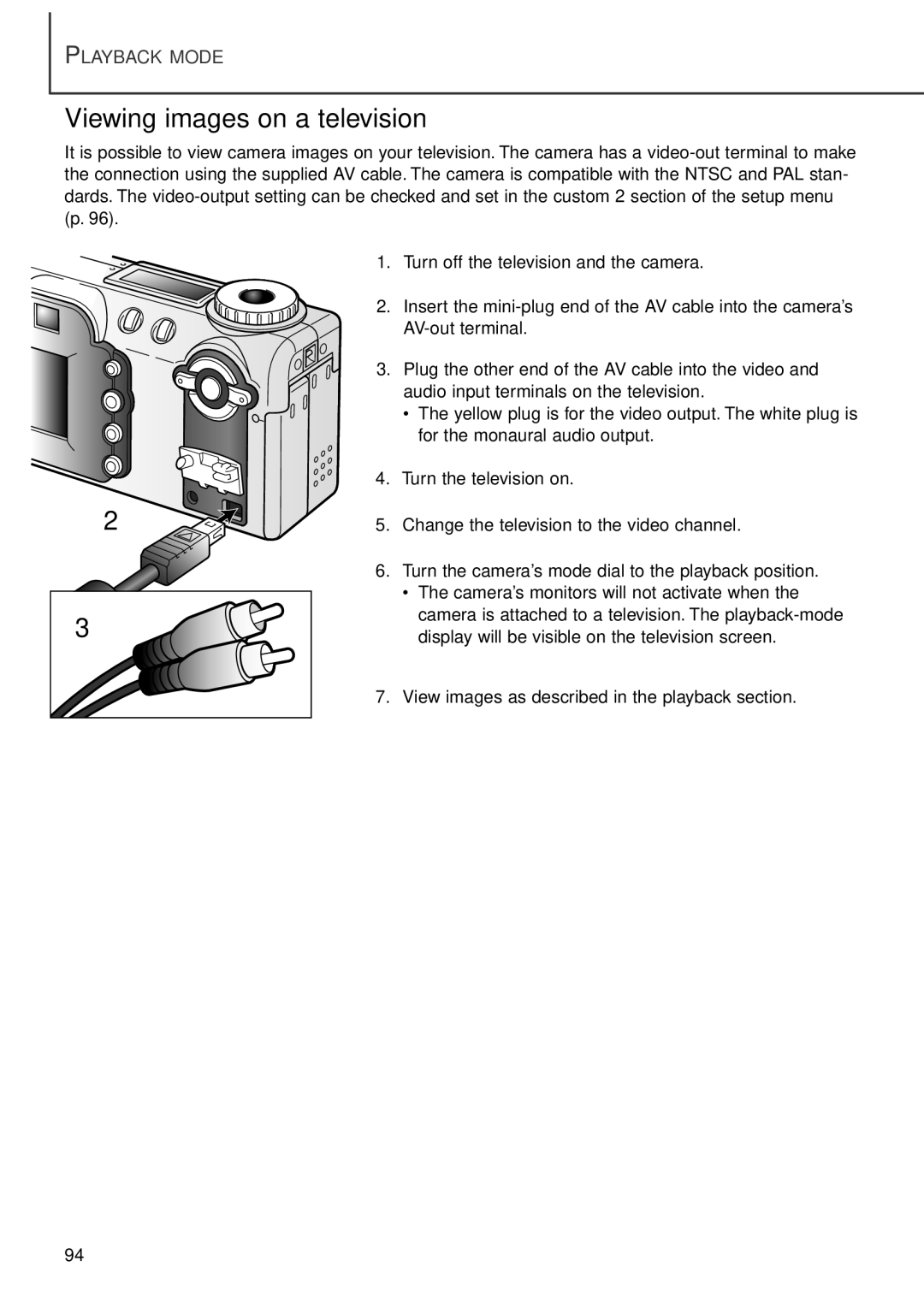 Minolta F100 instruction manual Viewing images on a television 