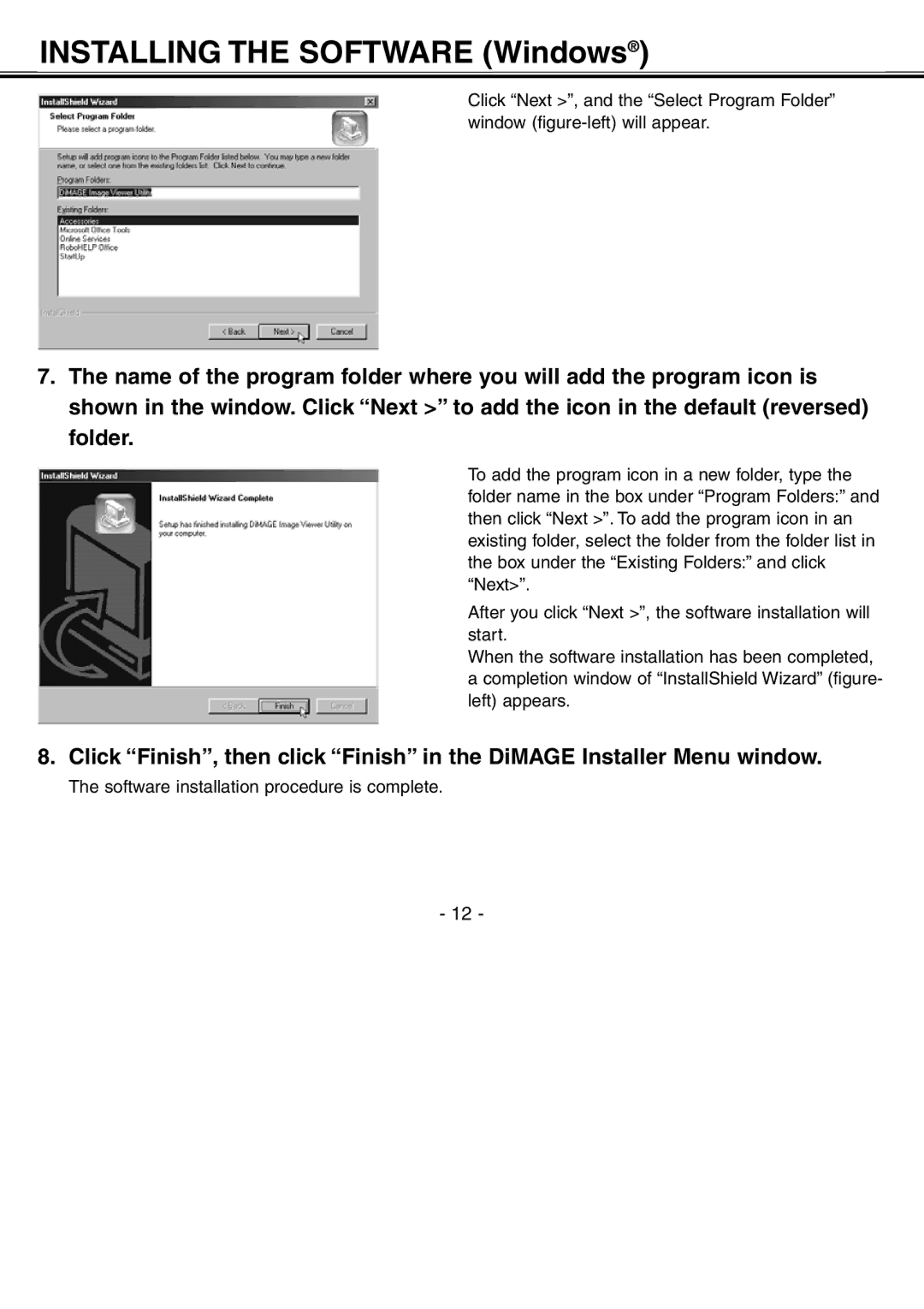 Minolta H-A106 instruction manual Software installation procedure is complete 