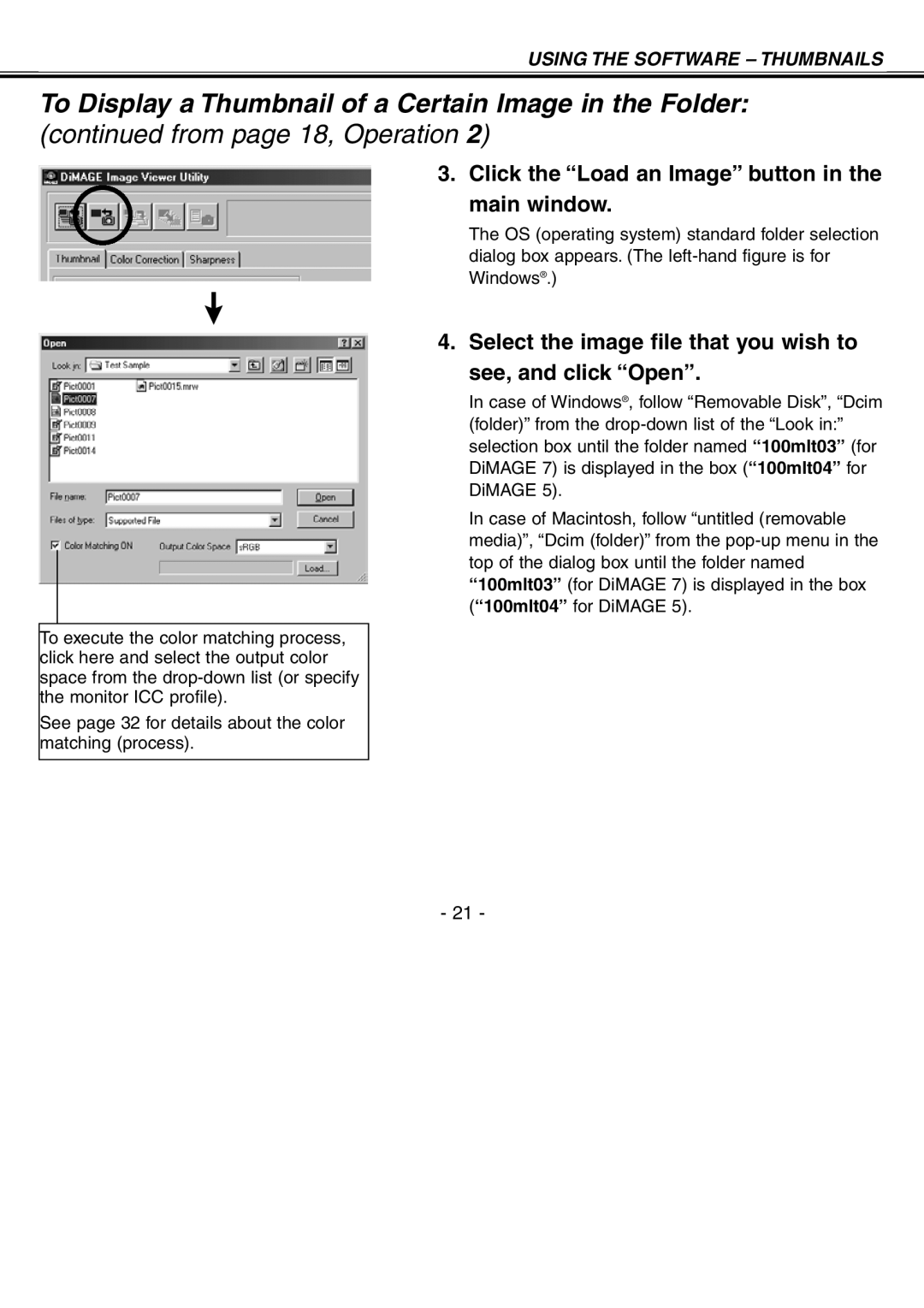 Minolta H-A106 instruction manual Click the Load an Image button in the main window 