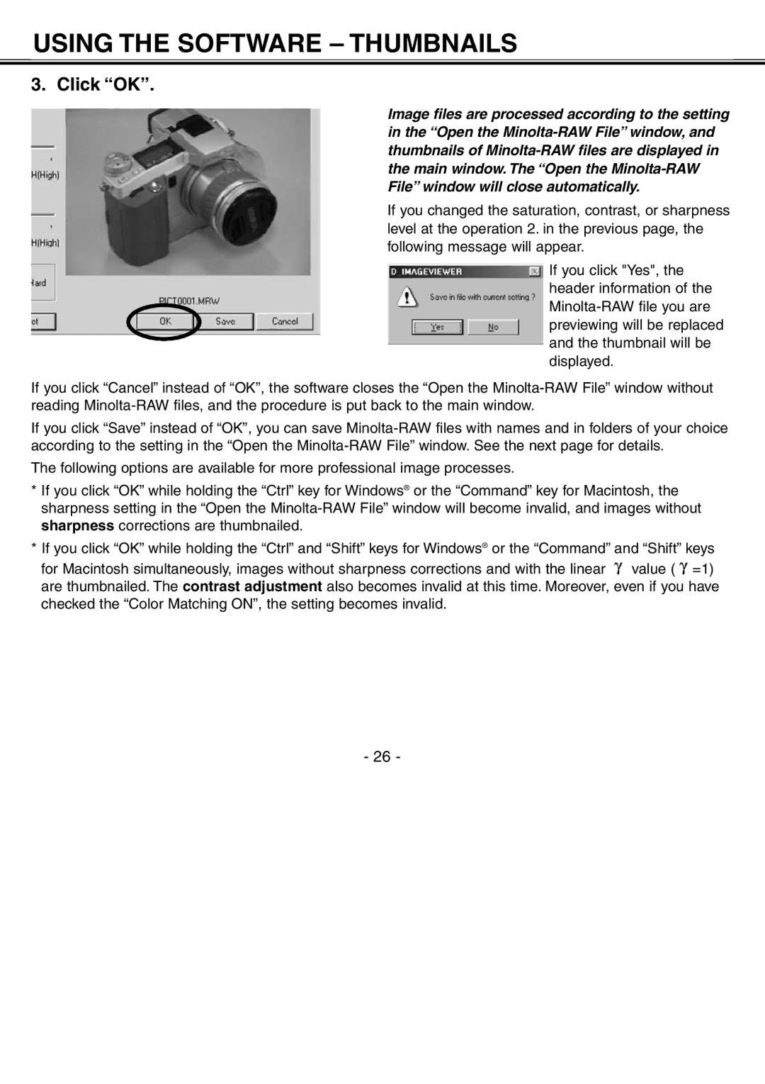 Minolta H-A106 instruction manual Click OK 