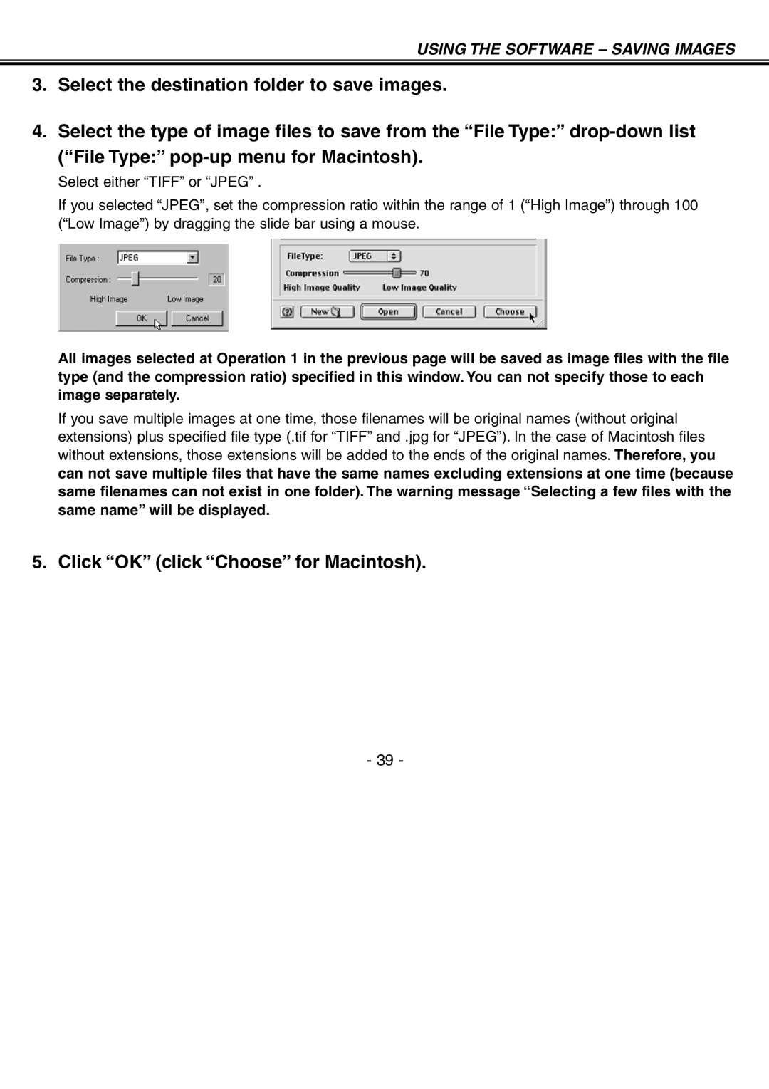 Minolta H-A106 instruction manual Click OK click Choose for Macintosh 