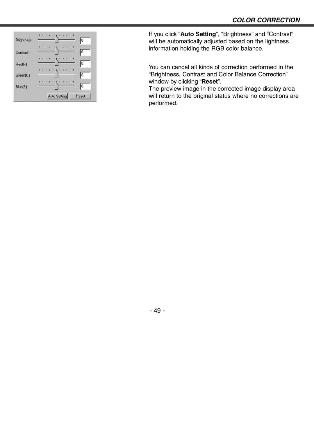 Minolta H-A106 instruction manual Color Correction 