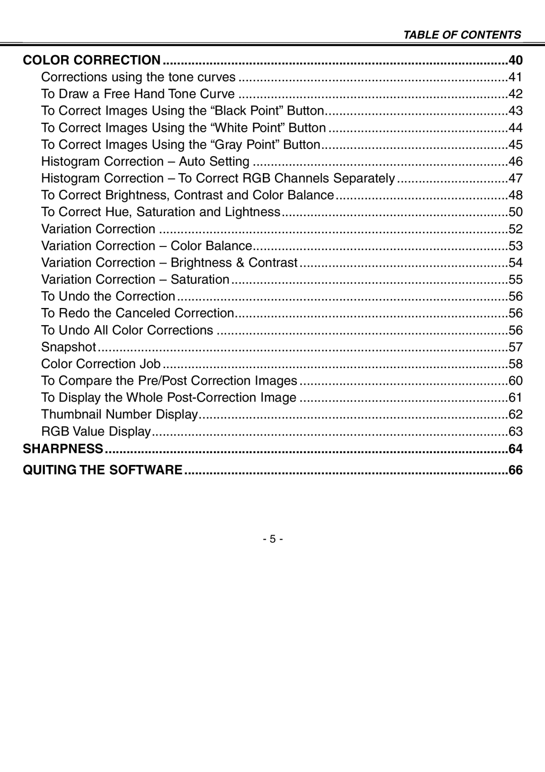 Minolta H-A106 instruction manual Table of Contents 