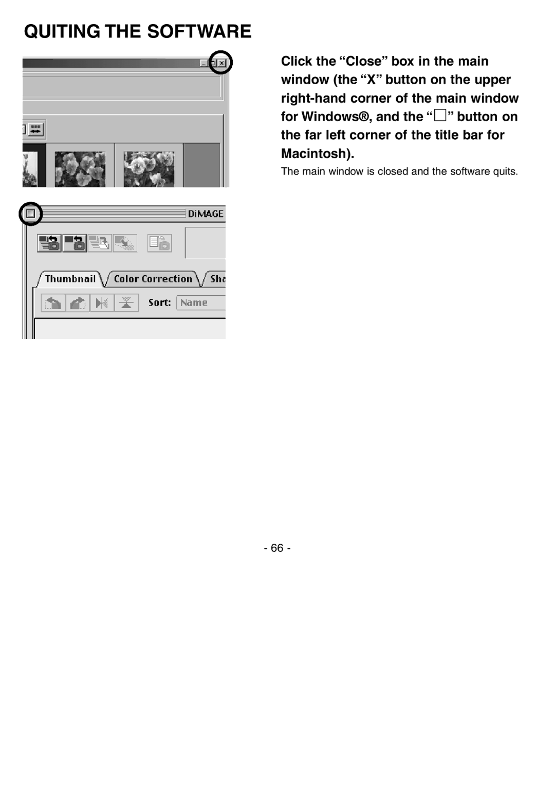 Minolta H-A106 instruction manual Quiting the Software 