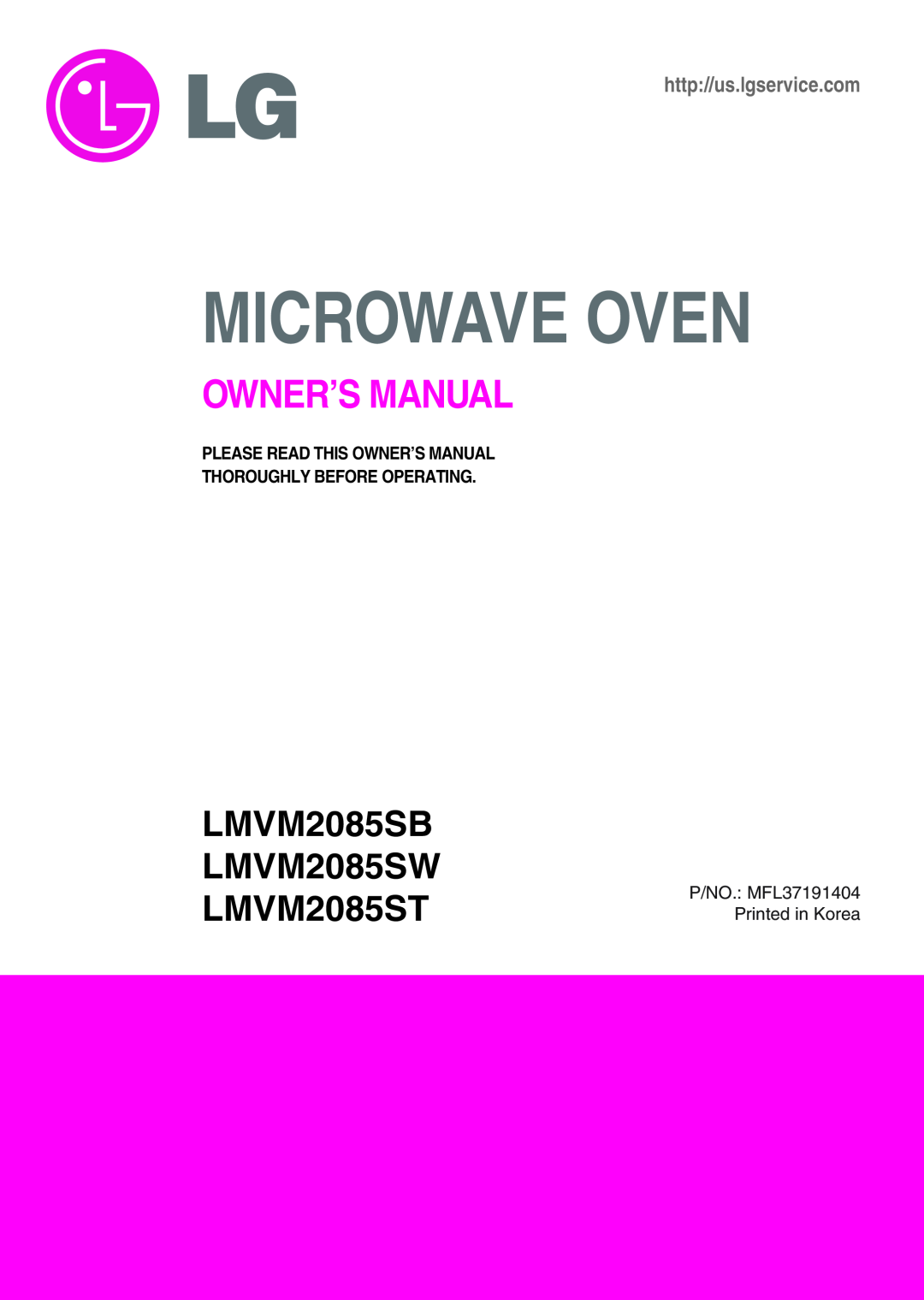 Minolta owner manual LMVM2085SB LMVM2085SW LMVM2085ST, Microwave Oven, http//us.lgservice.com 