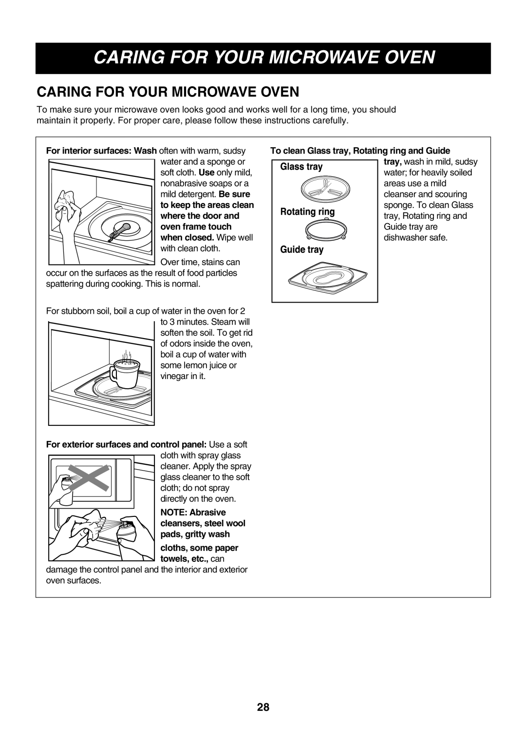 Minolta LMVM2085SB owner manual Caring For Your Microwave Oven 