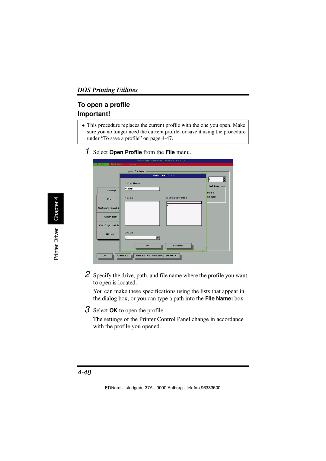 Minolta PagePro 1100 user manual To open a profile 