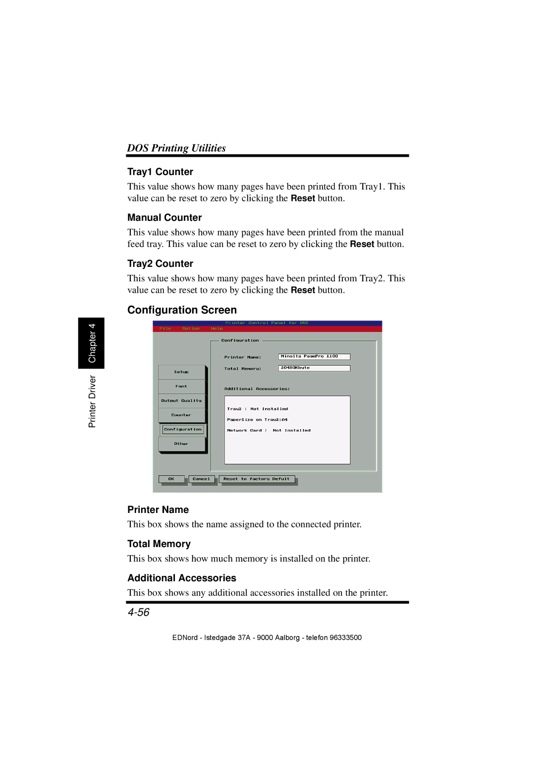 Minolta PagePro 1100 user manual Configuration Screen 