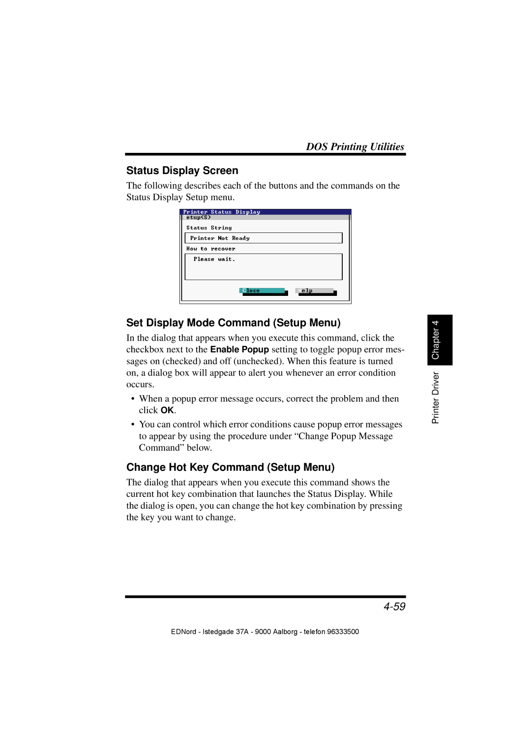 Minolta PagePro 1100 Status Display Screen, Set Display Mode Command Setup Menu, Change Hot Key Command Setup Menu 