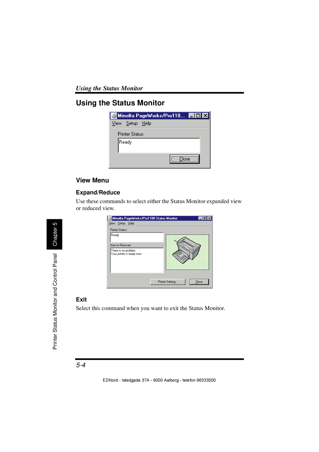 Minolta PagePro 1100 user manual Using the Status Monitor, View Menu, Expand/Reduce, Exit 