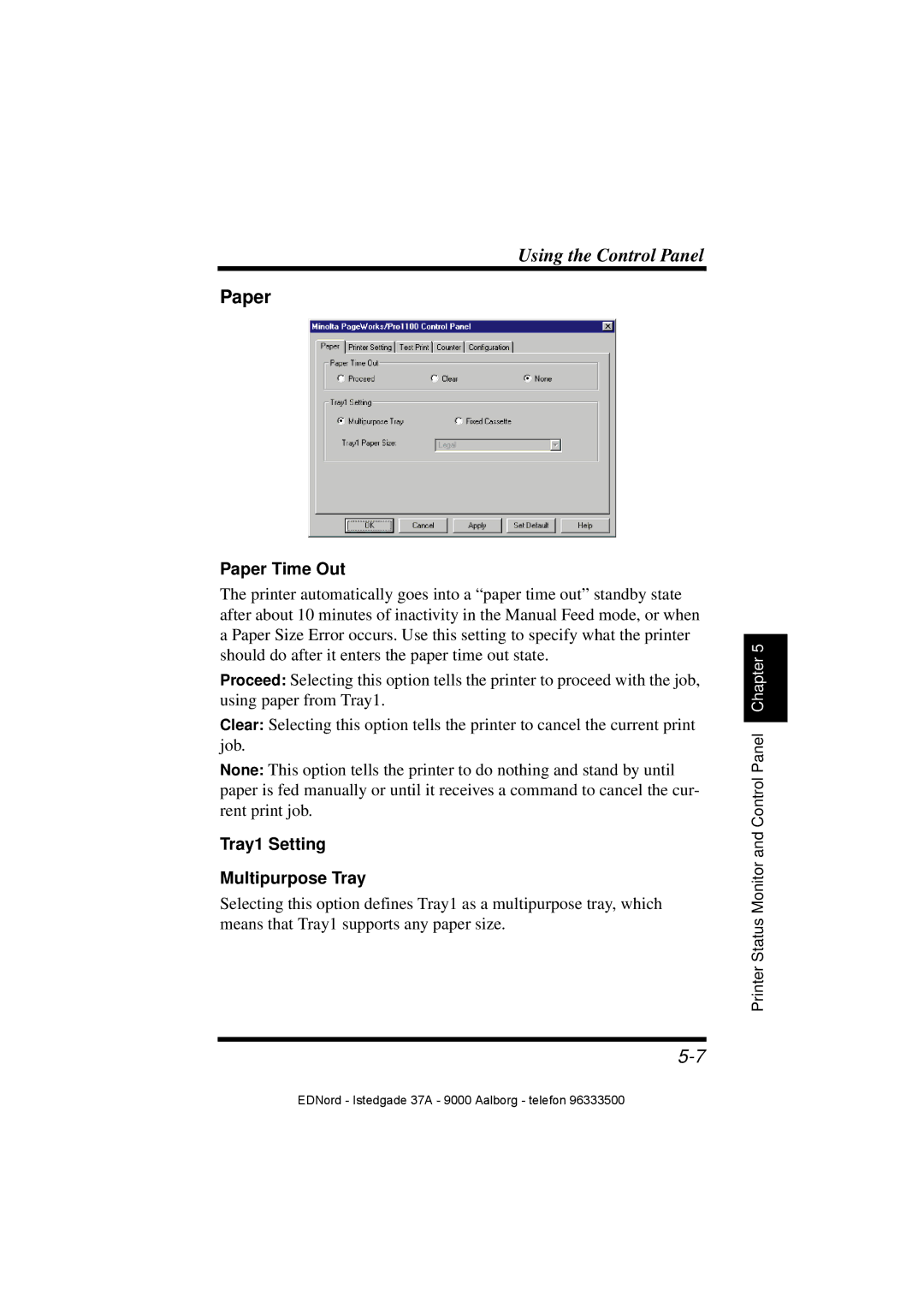 Minolta PagePro 1100 user manual Paper, Tray1 Setting Multipurpose Tray 