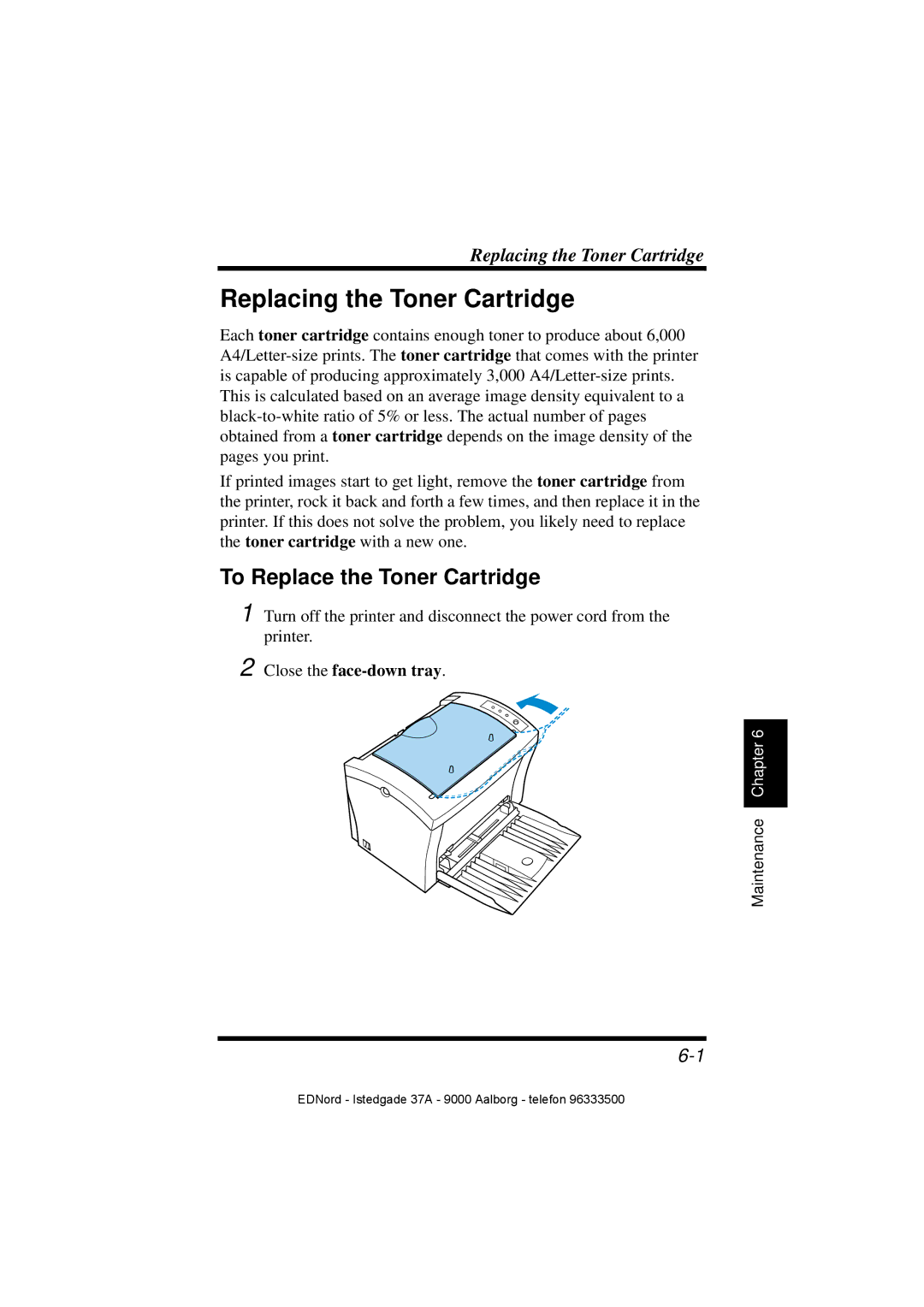 Minolta PagePro 1100 user manual Replacing the Toner Cartridge, To Replace the Toner Cartridge 