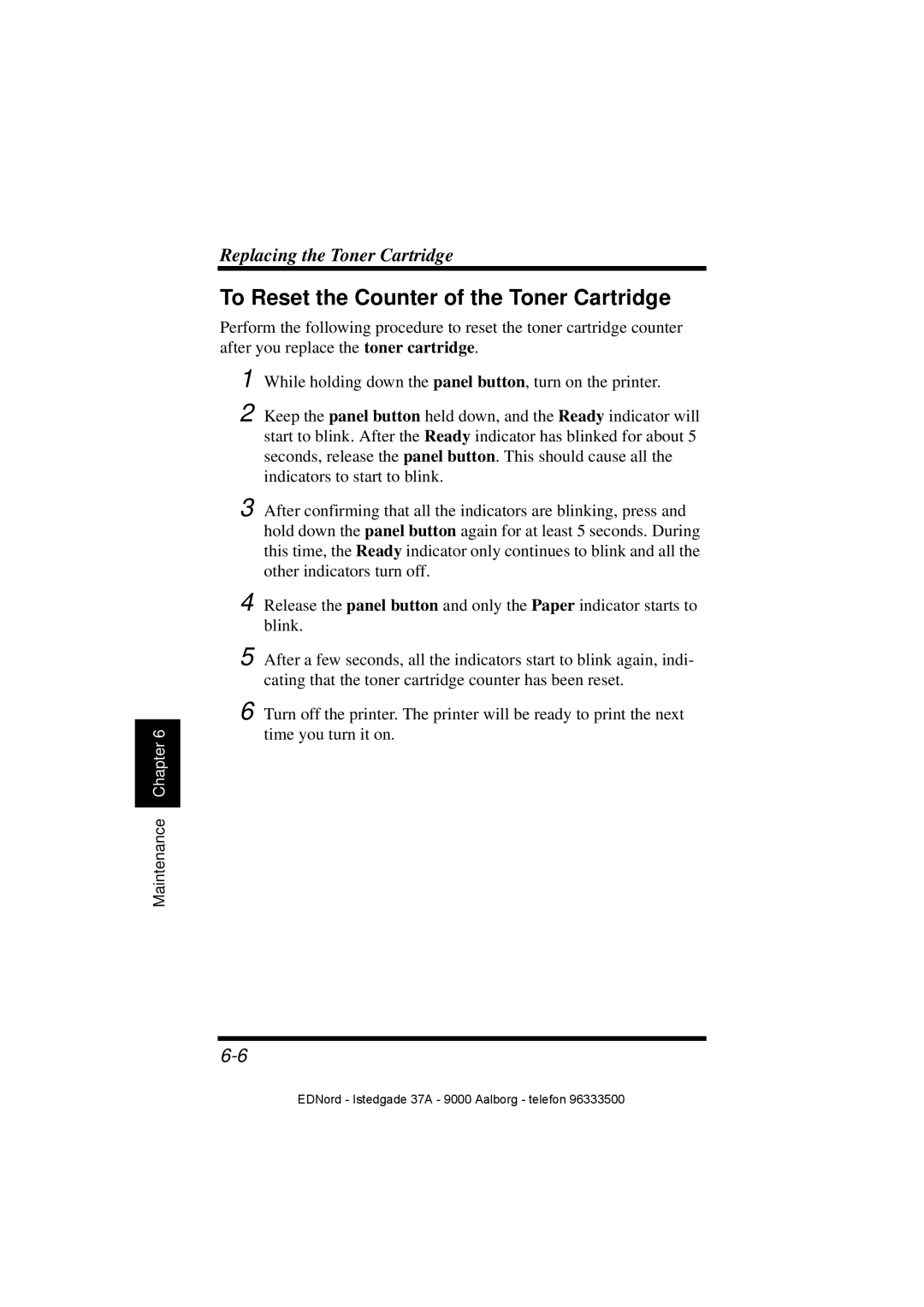 Minolta PagePro 1100 user manual To Reset the Counter of the Toner Cartridge 